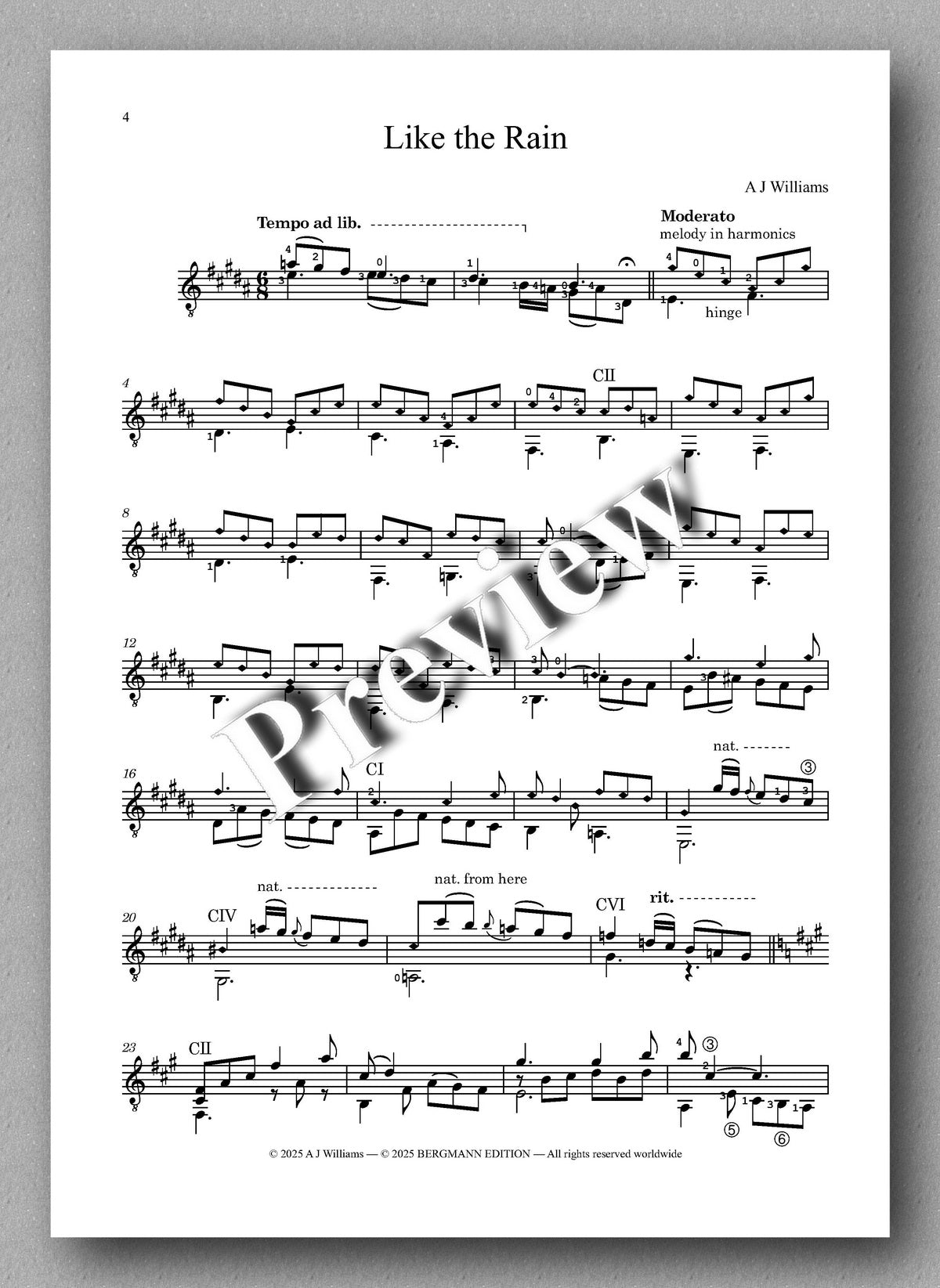 Andrew J Williams, First Fall - preview of the music score