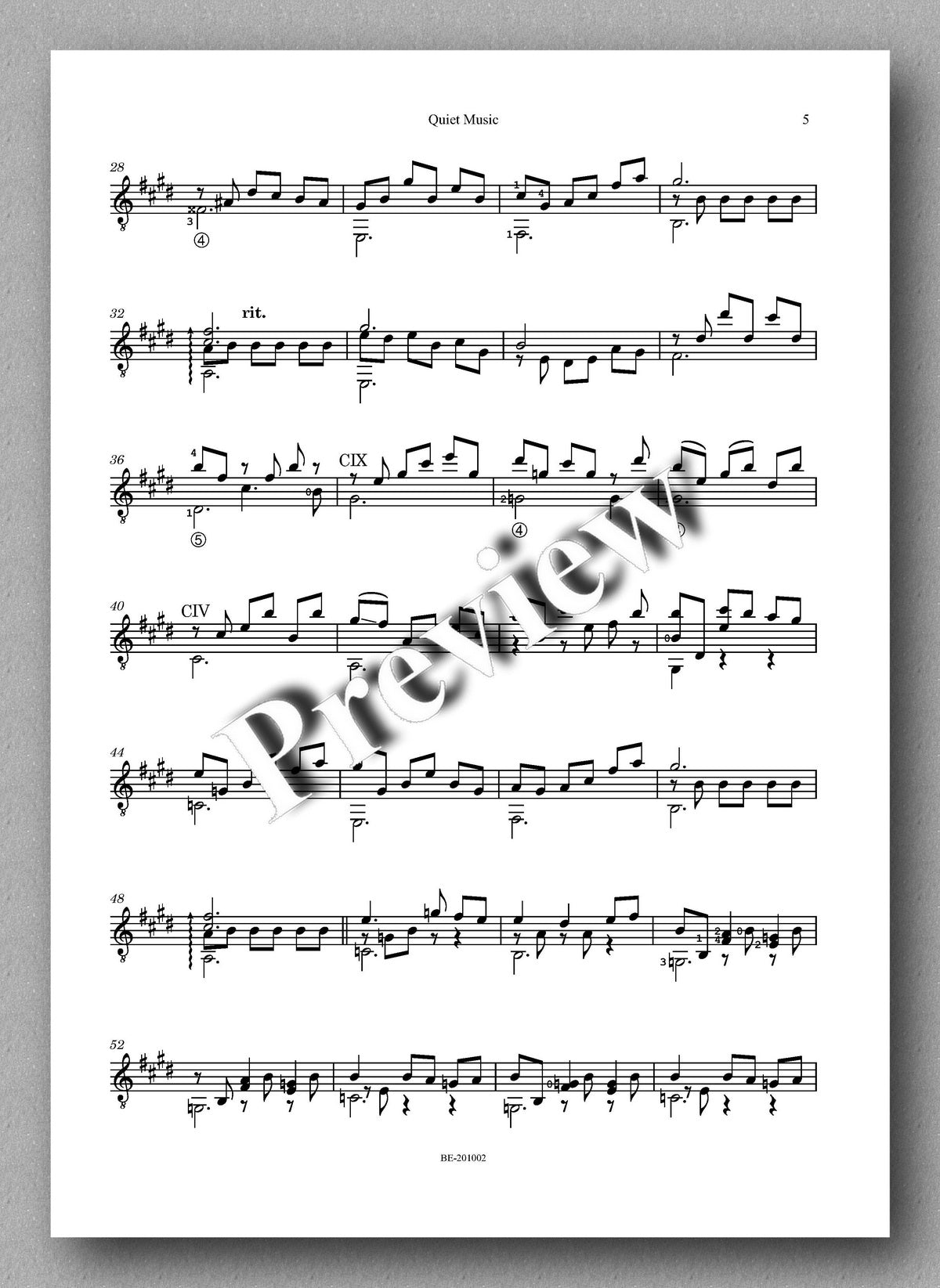Andrew Williams, Quiet Music - preview of the music score 2