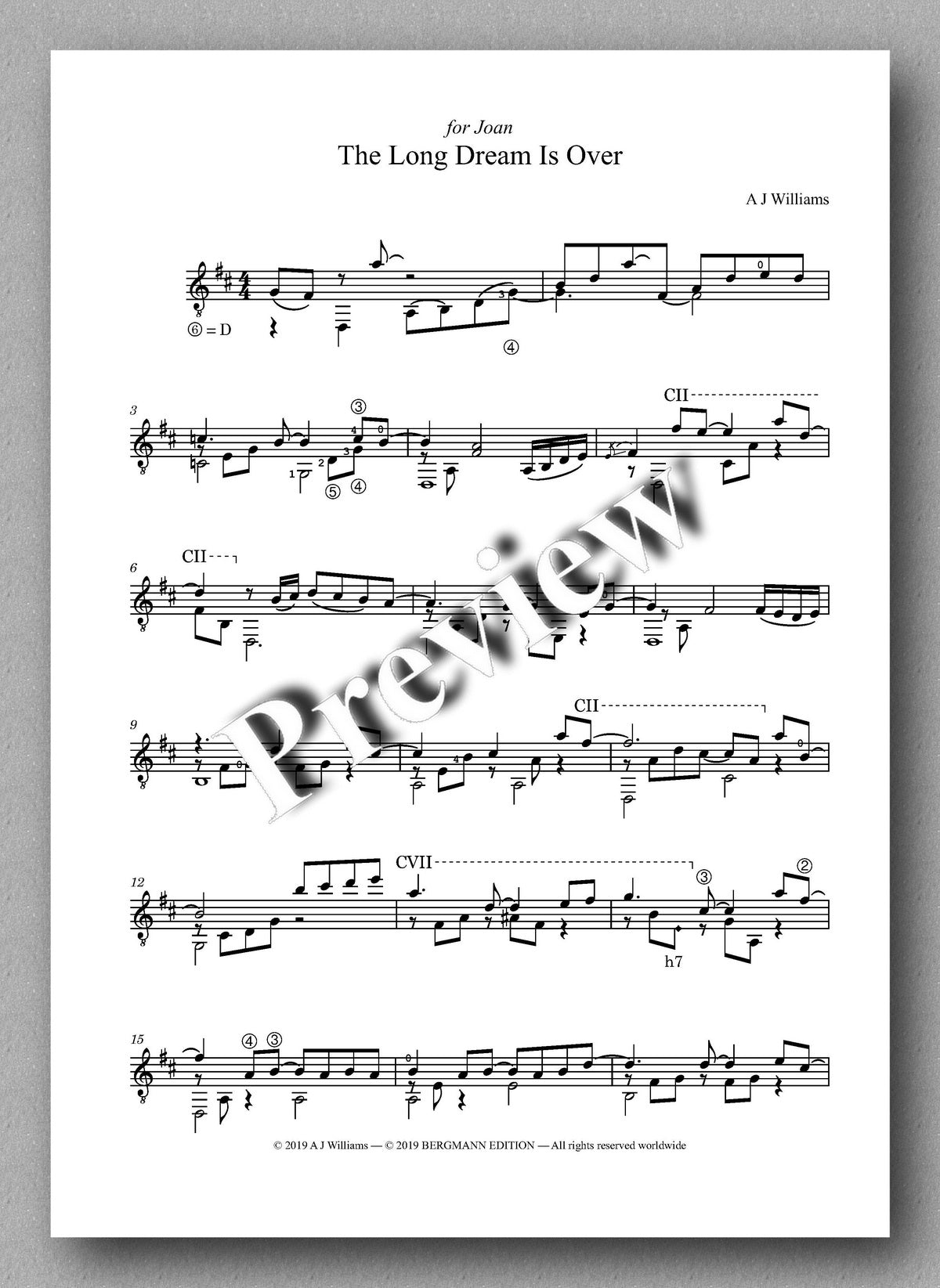 Andrew Williams, The Long Dream Is Over - preview of the music score 1