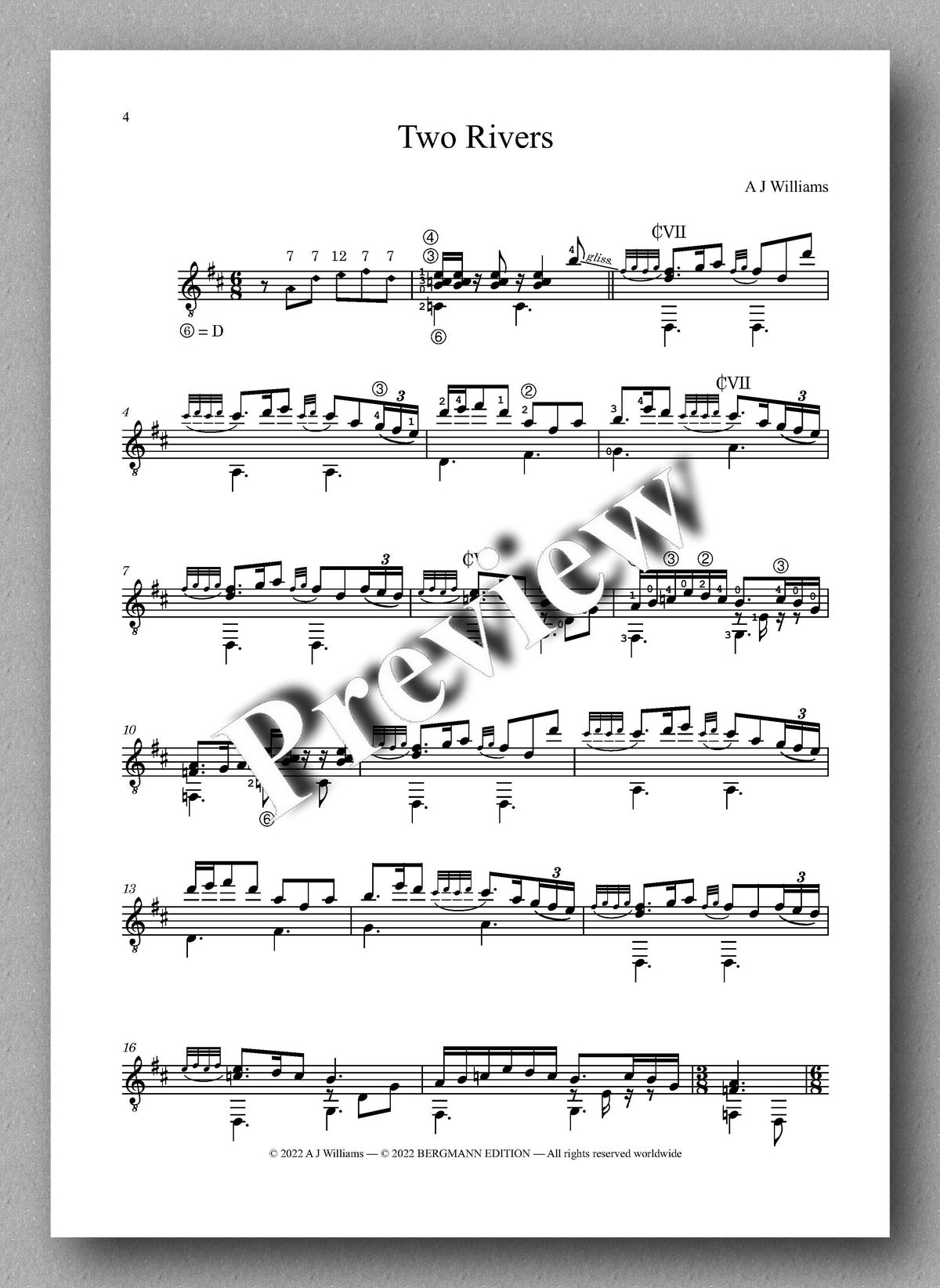 Andrew Williams, Two Rivers - music score 1