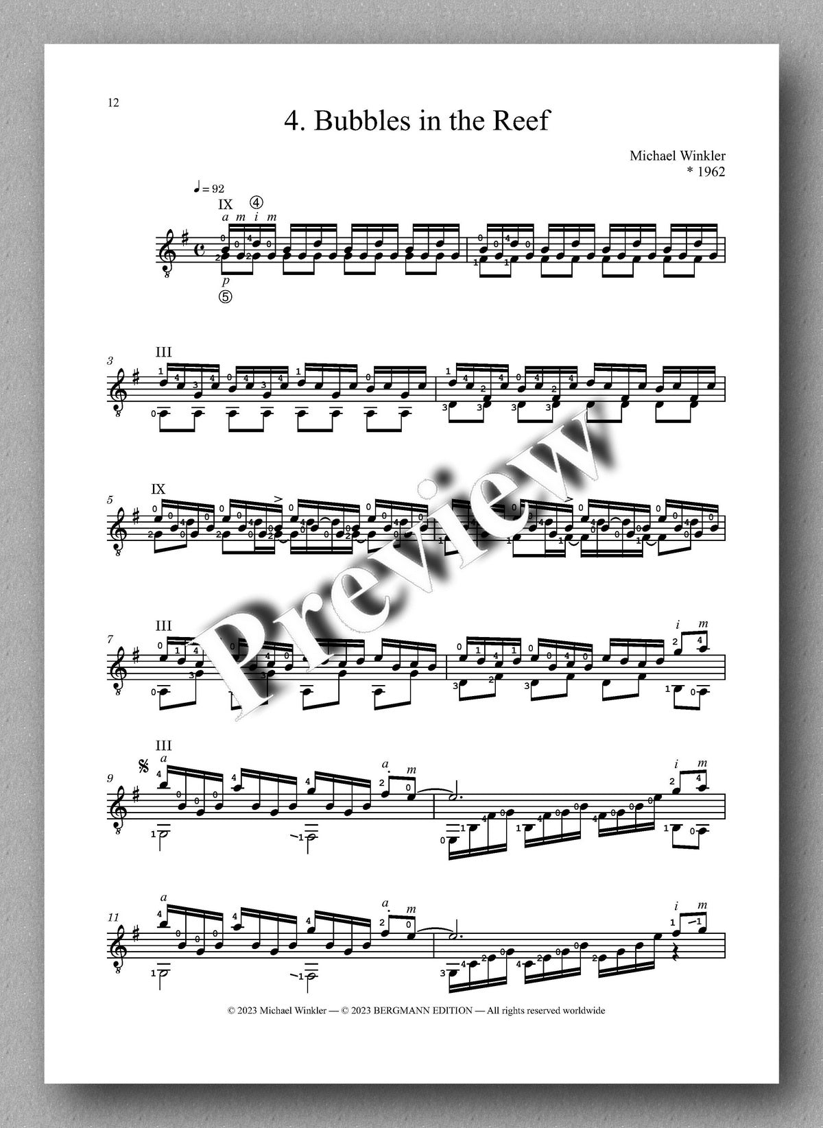 Michael Winkler, Blue - preview of the music score 4