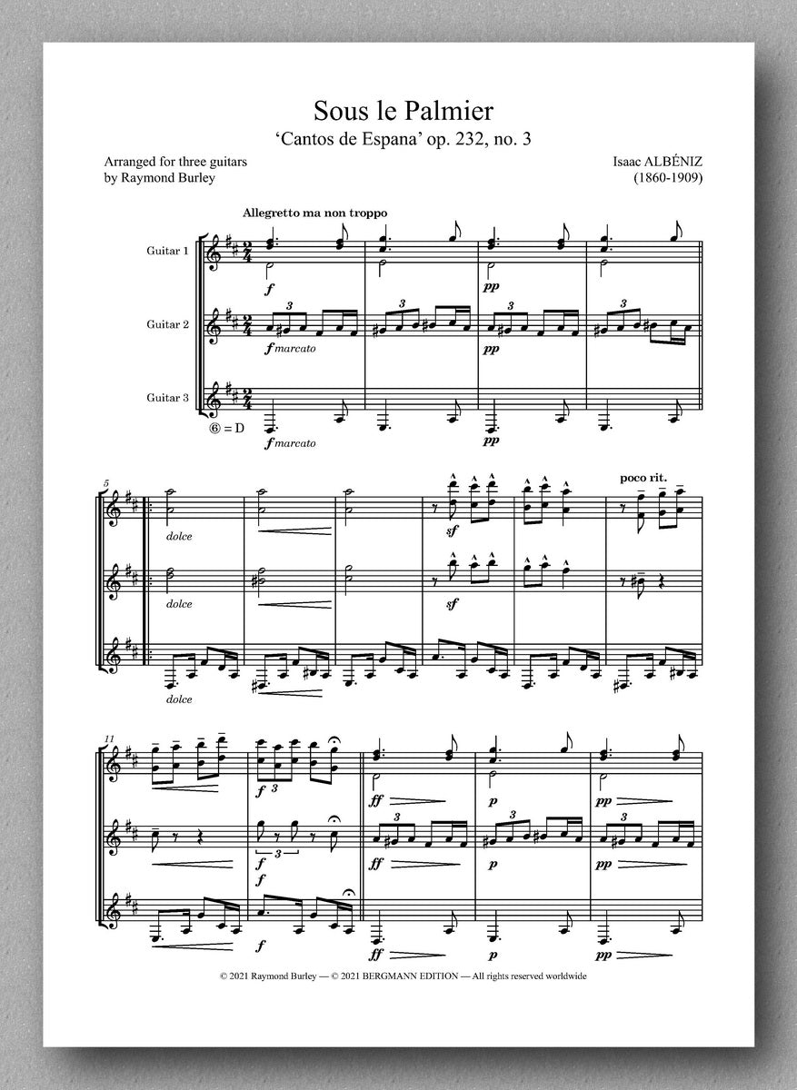 Albéniz-Burley, Sous le Palmier - preview of the music score 1