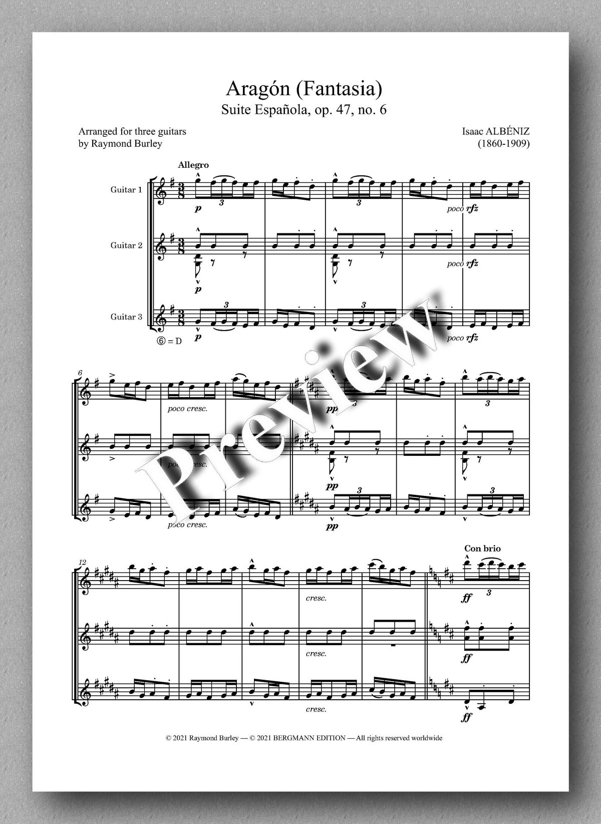 Albéniz-Burley, Aragón - music score 1