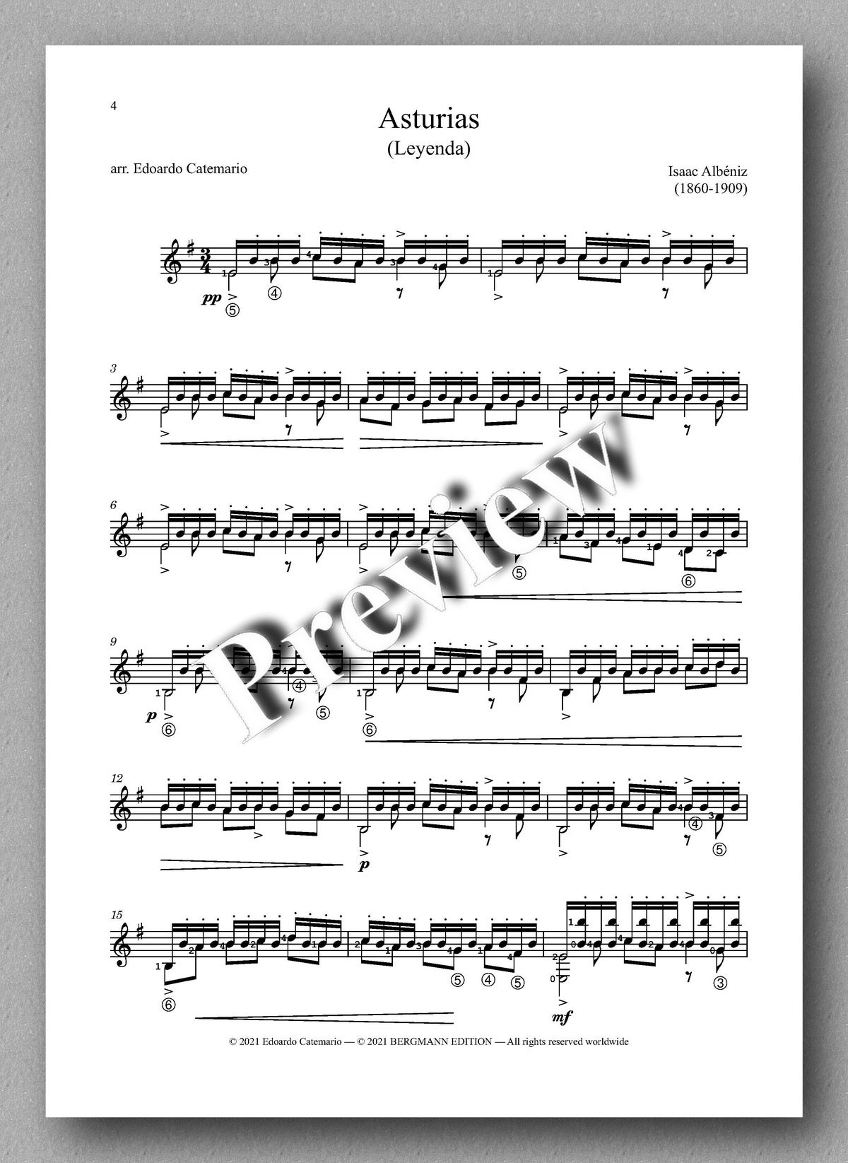 Albéniz-Catemario, Asturias - music score