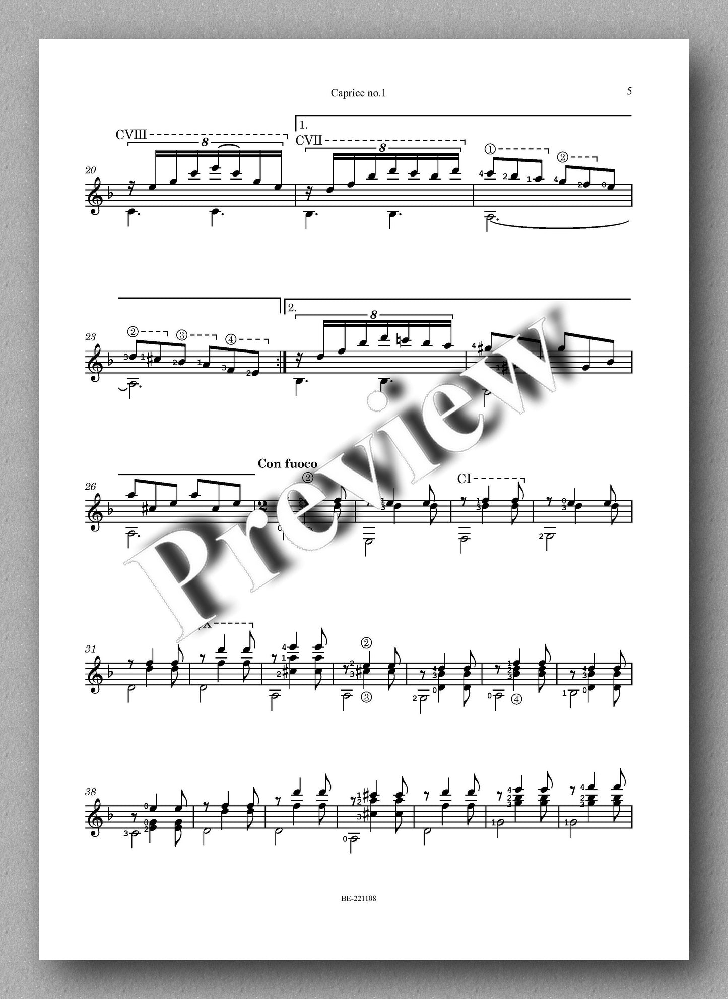 Filip Alilovic, Caprice no. 1 - preview of the music score 2