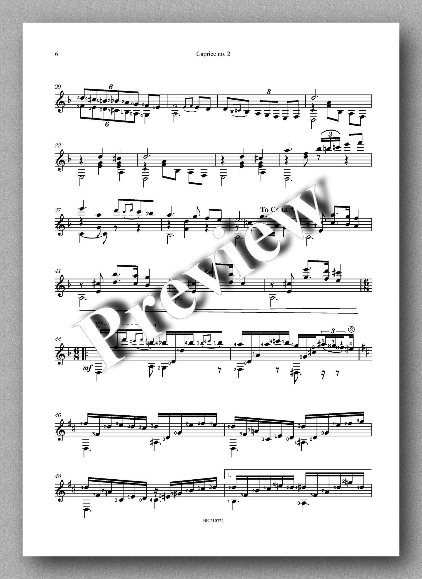 Filip Alilovic, Caprice no. 2 - preview of the music score 2