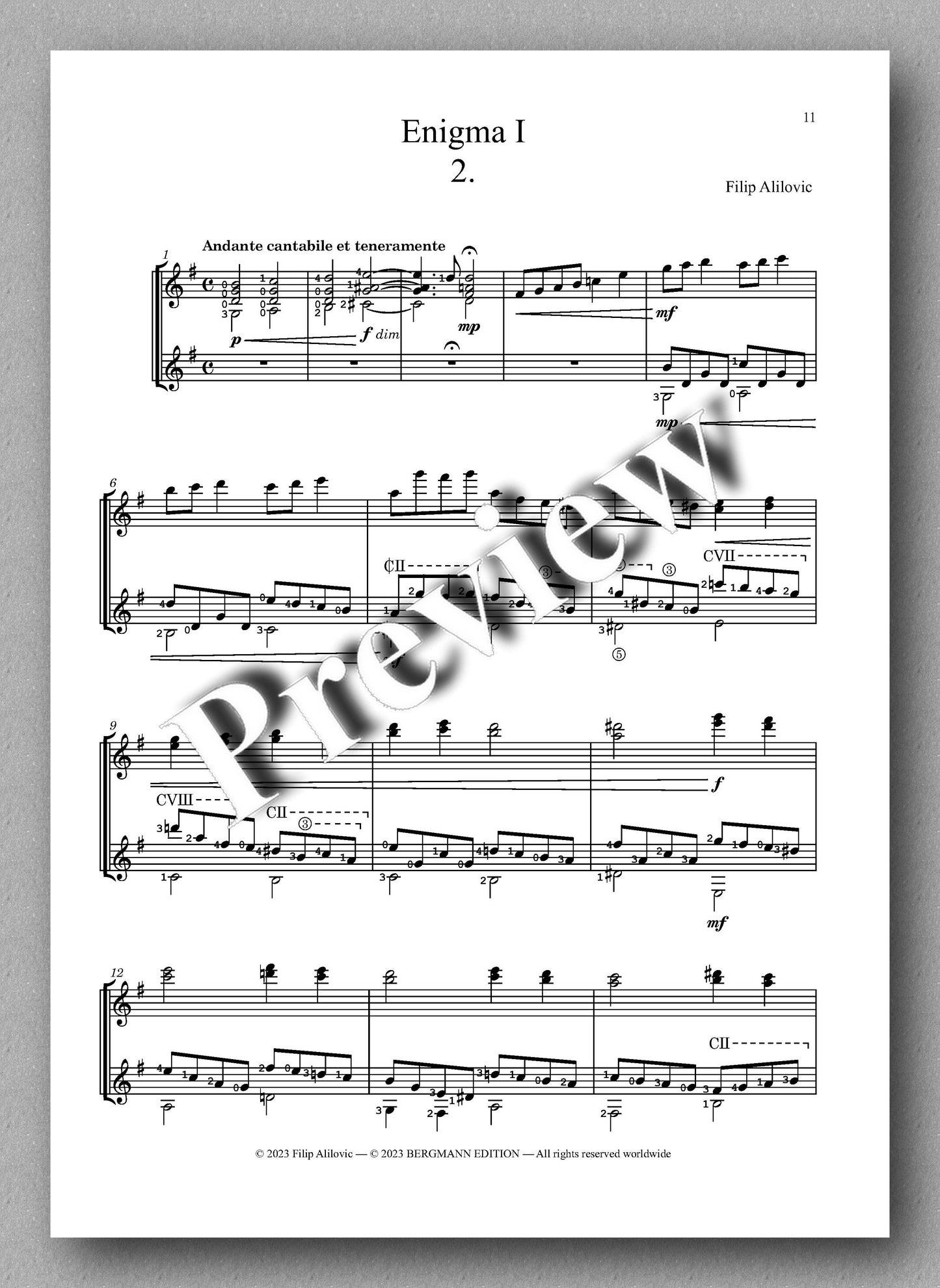 Filip Alilovic, Enigma I - preview of the music score 2