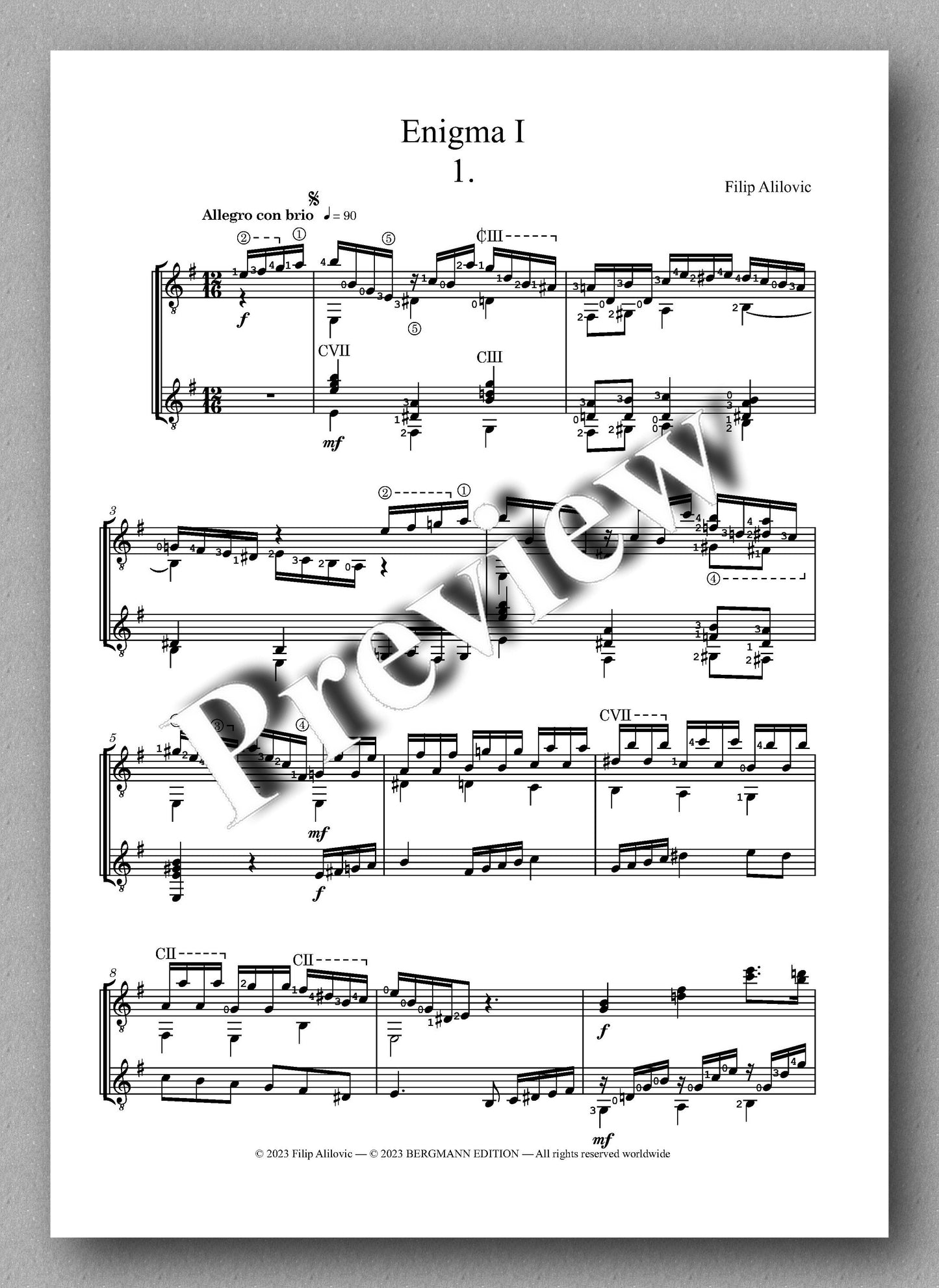 Filip Alilovic, Enigma I - preview of the music score 1