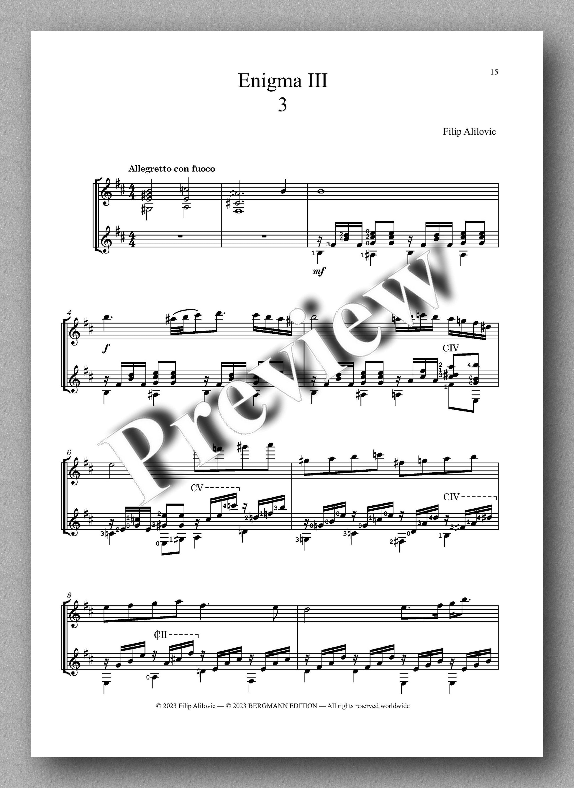 Filip Alilovic, Enigma III - preview of the music score 3