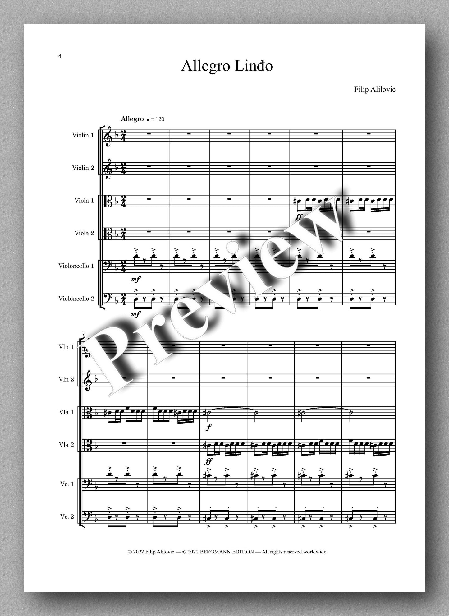 Filip Alilovic, Libertas - preview of the music score 1
