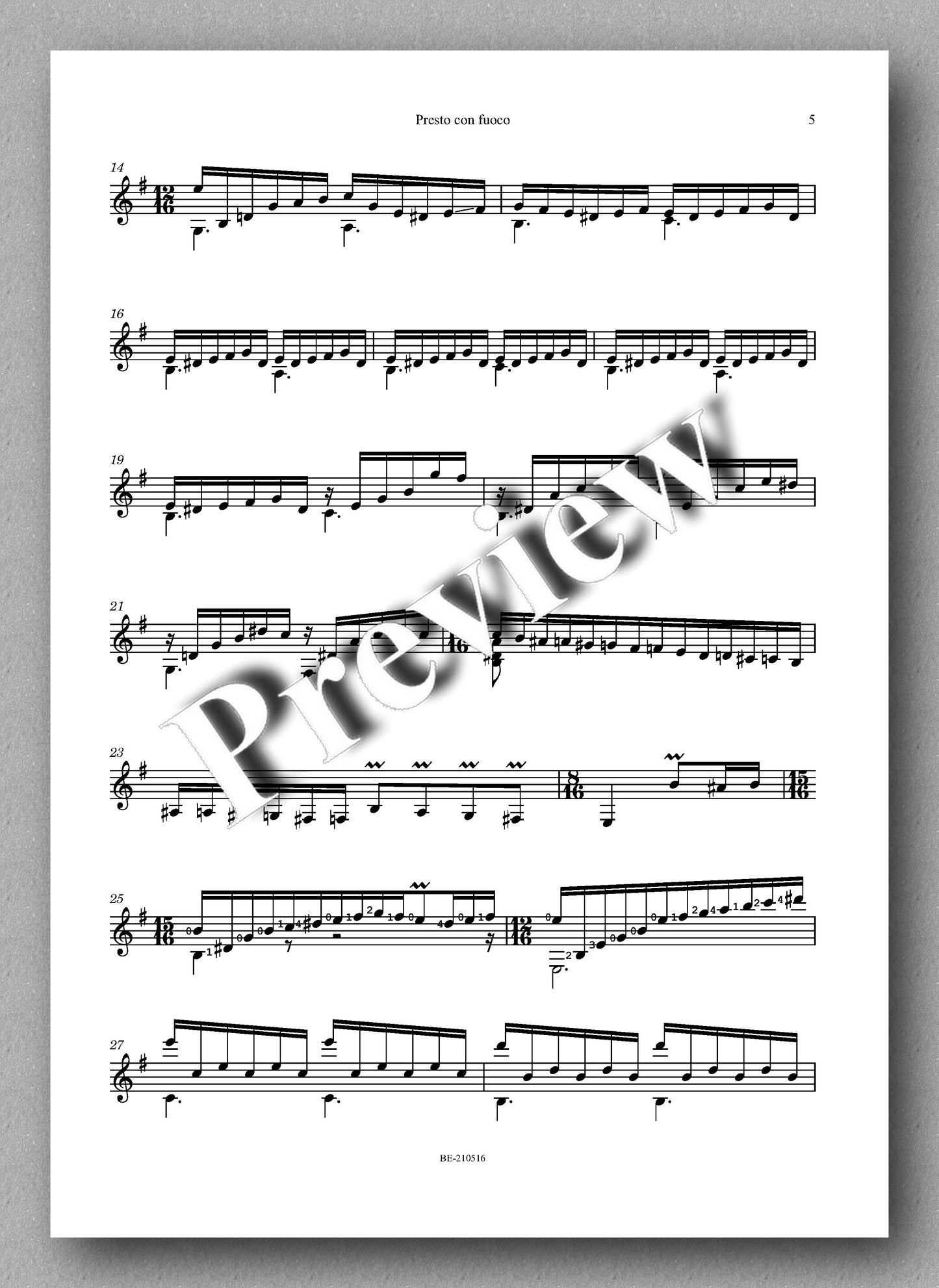 Alilovic, Presto con fuoco - music score 2