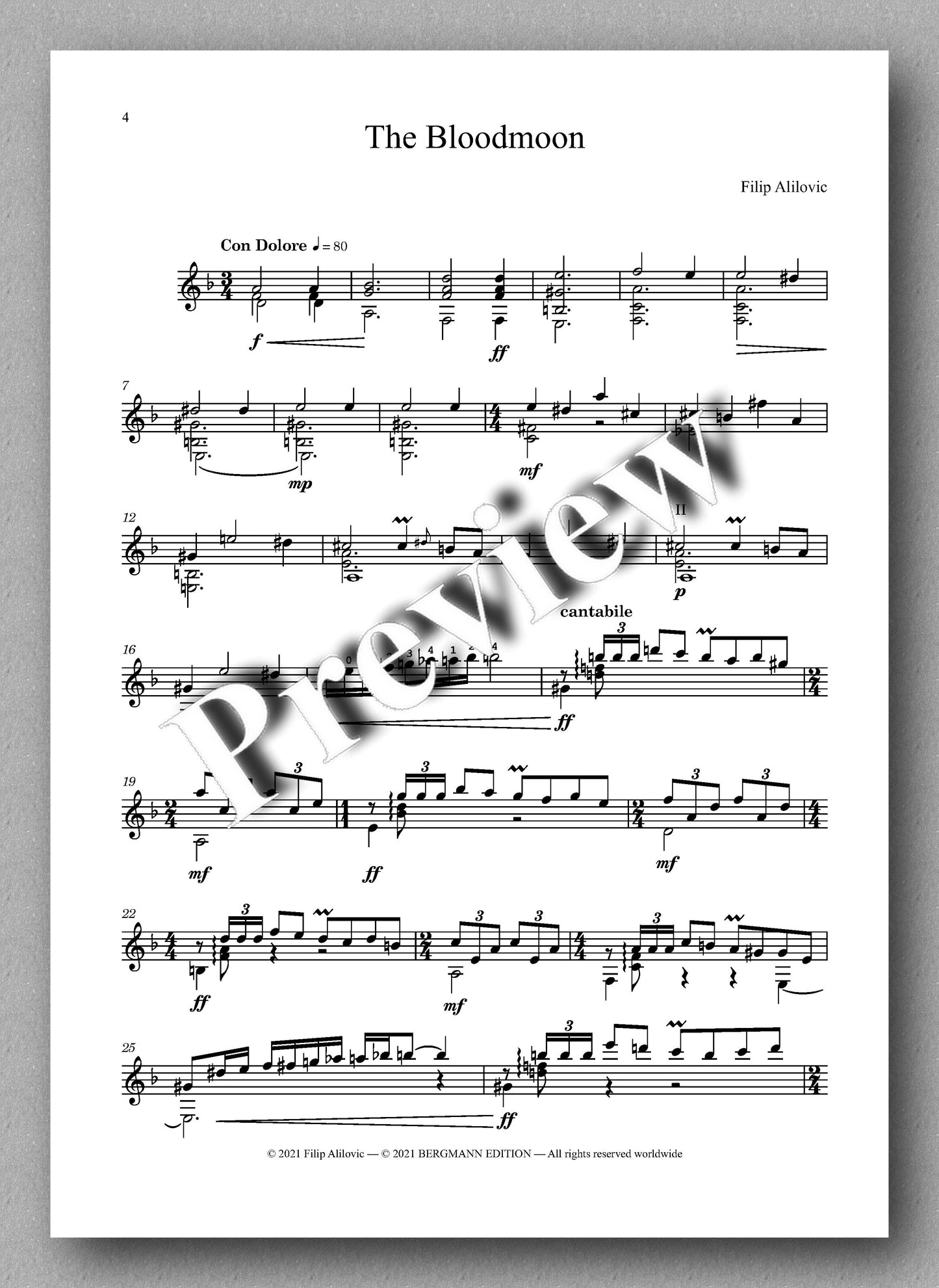 Alilovic, The Bloodmoon - Music score 1