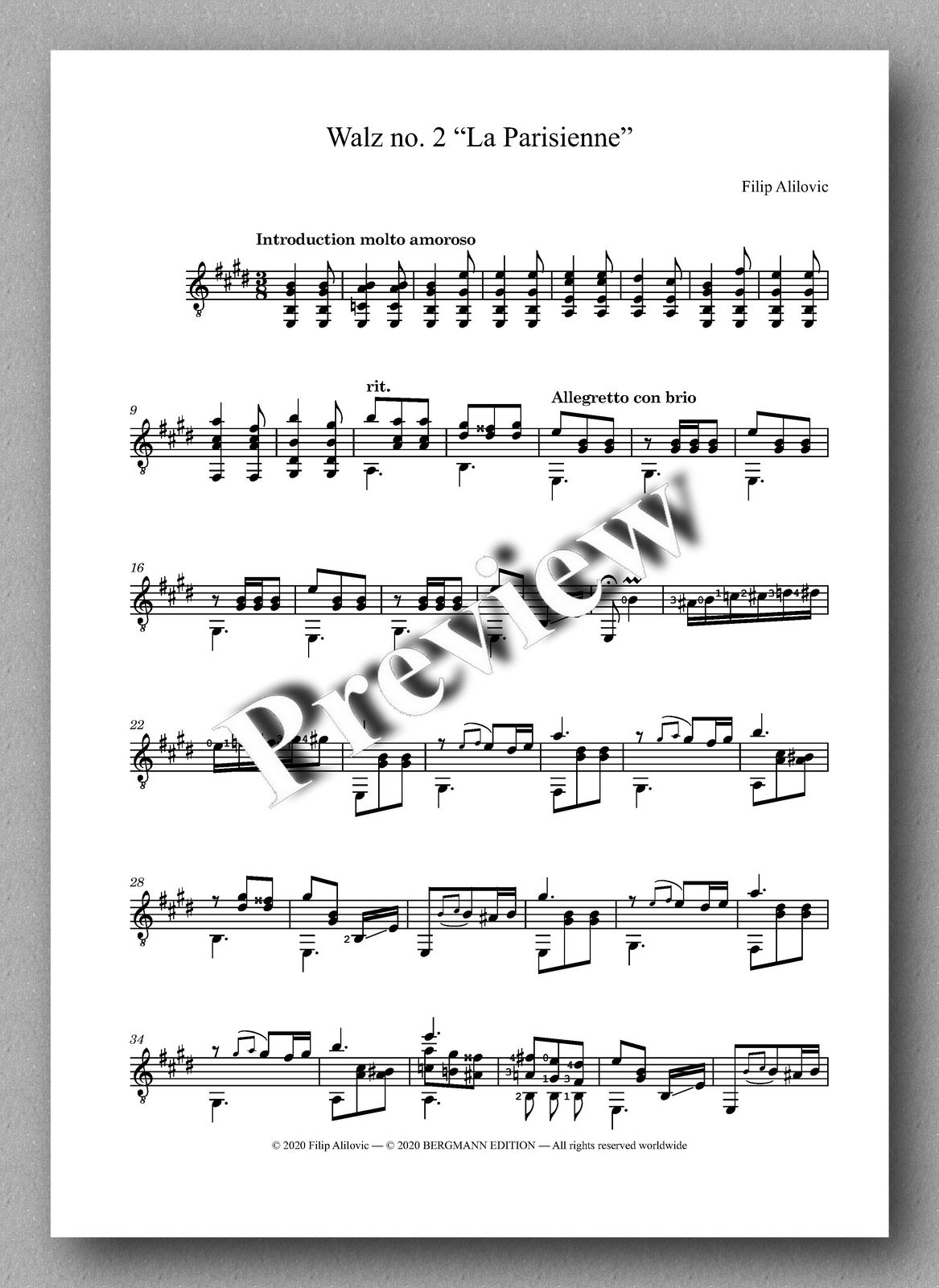 Filip Alilovic, Three Waltzes - preview of the Waltz No. 2