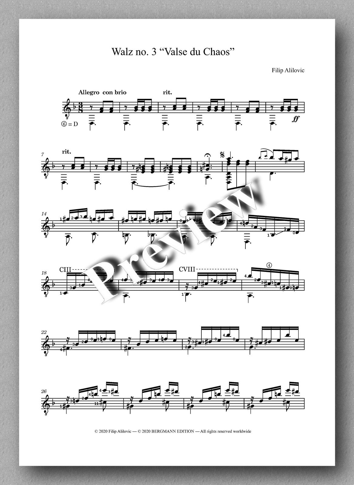 Filip Alilovic, Three Waltzes - preview of the Waltz No. 3