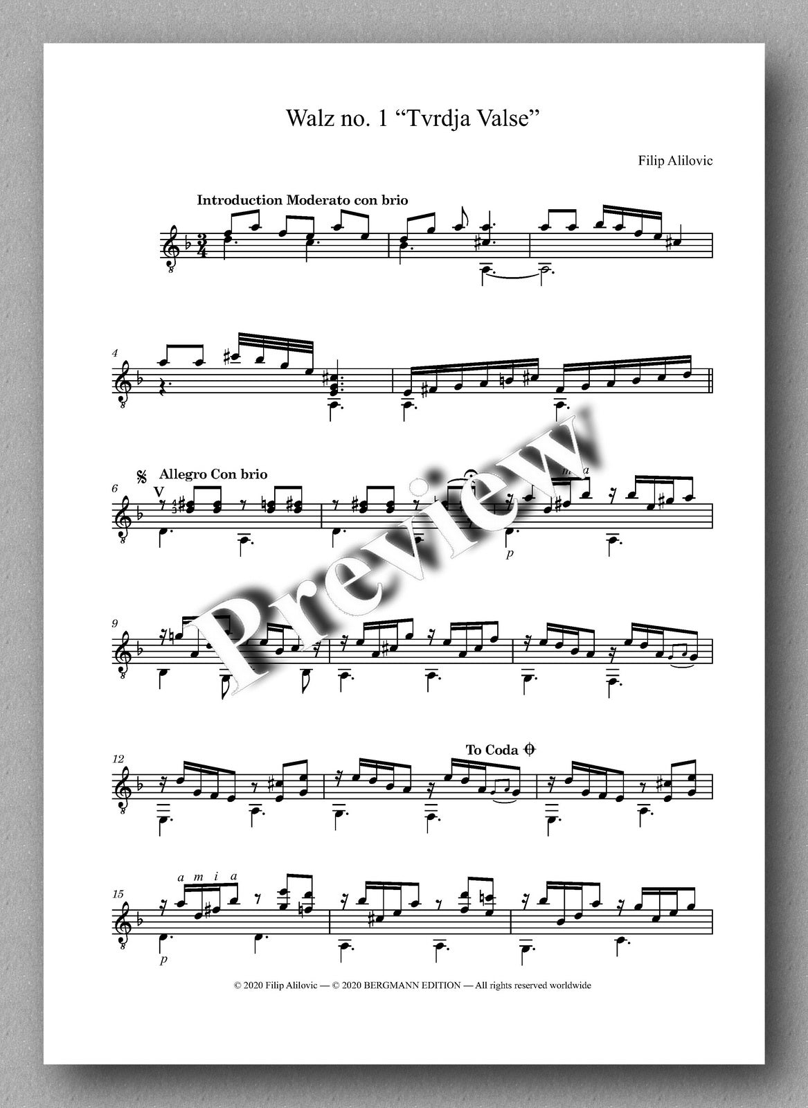 Filip Alilovic, Three Waltzes - preview of the Waltz No. 1