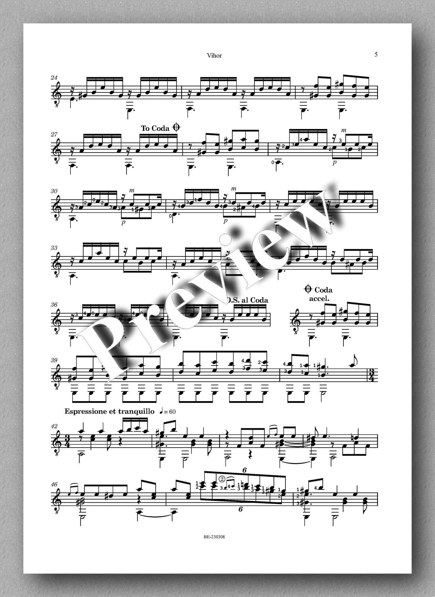Filip Alilovic, Vihor, preview of the music score 2