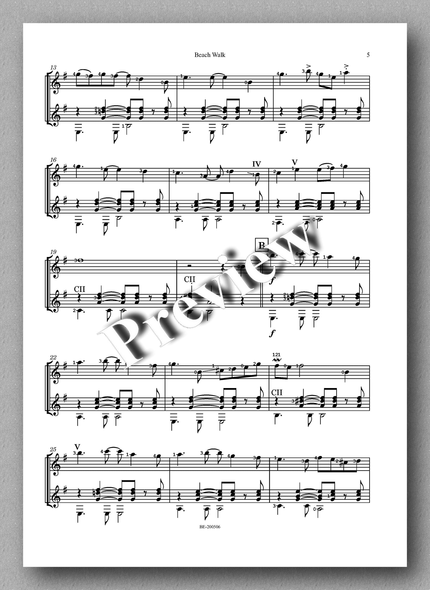 Andersen, Beach Walk - preview of the music score 2