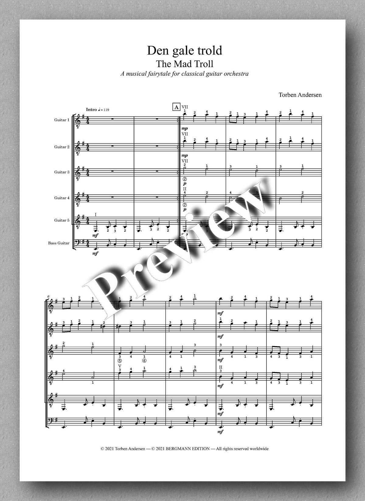 Andersen, Den gale trold - Bents Lullaby - music score 1