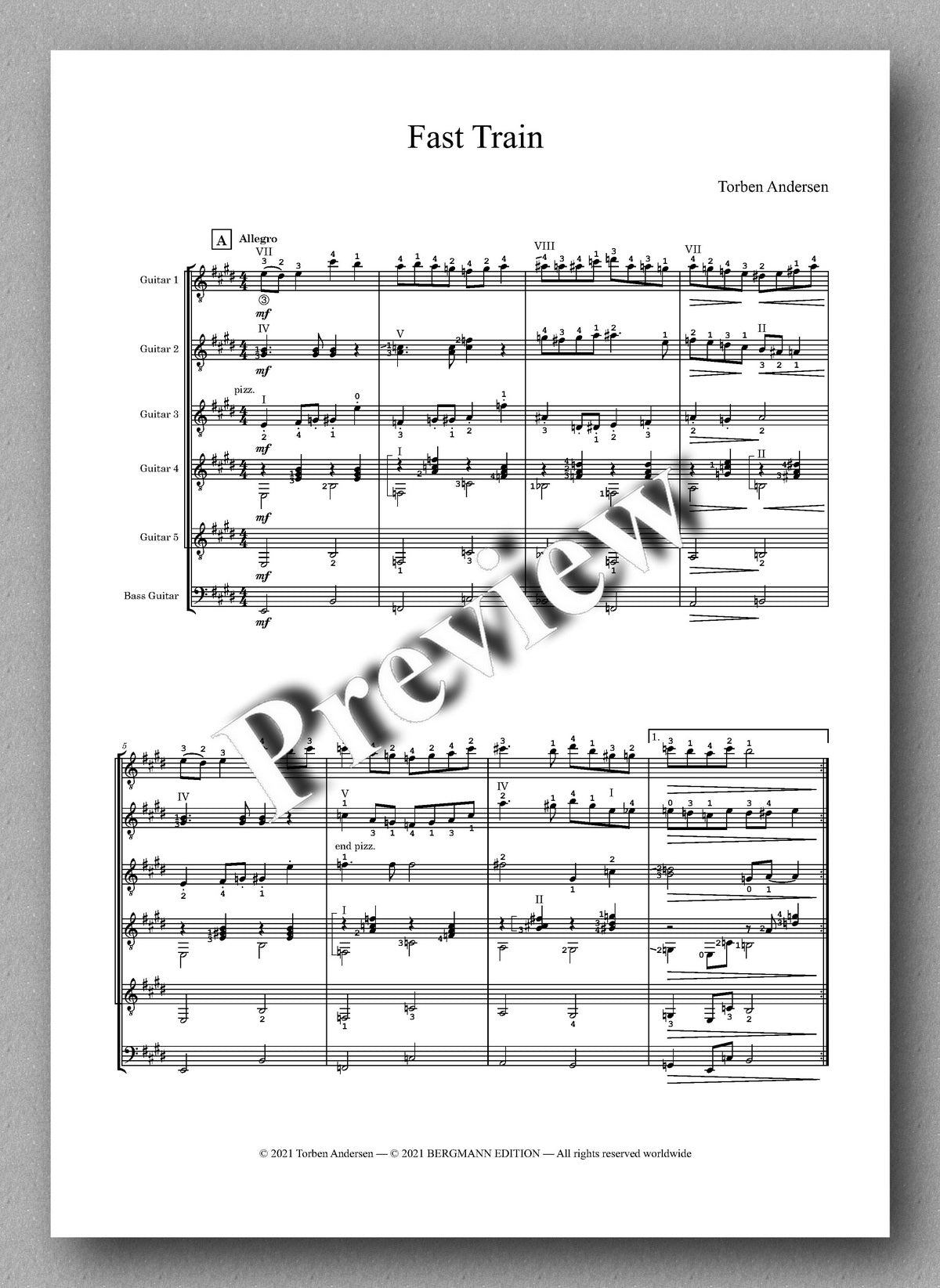 Andersen, Fast Train - music score 1