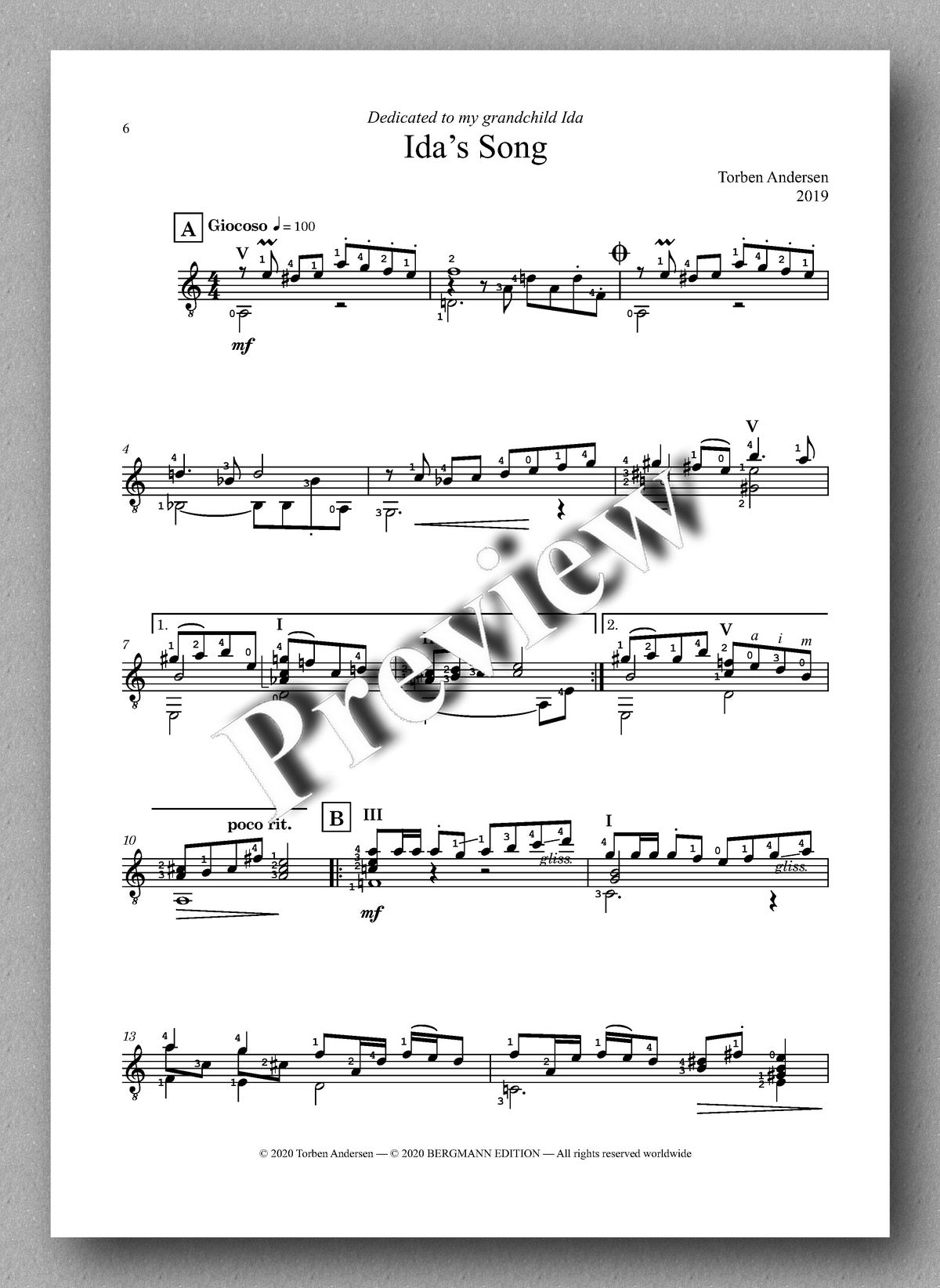 Torben Andersen, Twisted Moonbeams - preview of the Music score 2