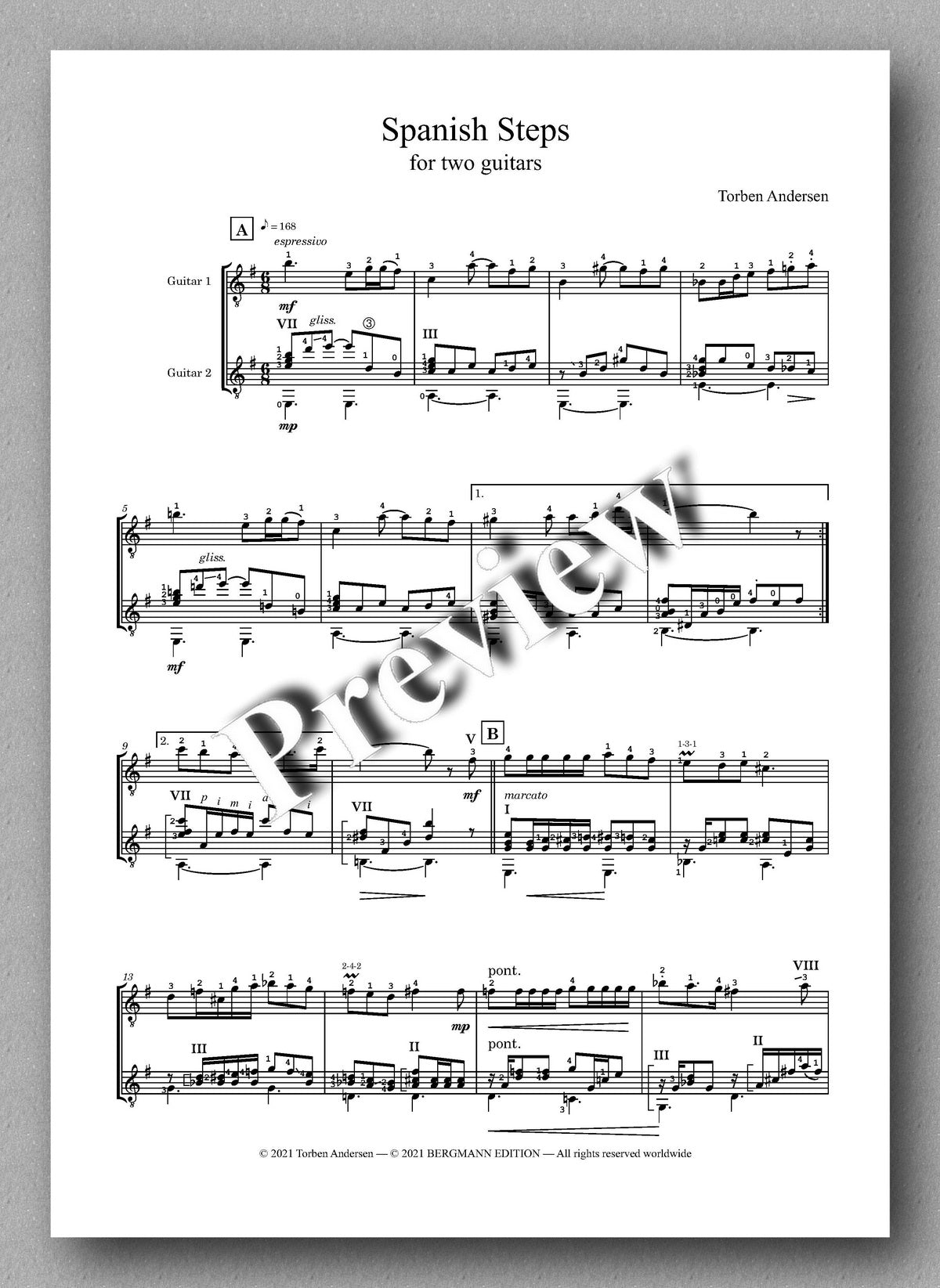 Torben Andersen, Spanish Steps - music score 1