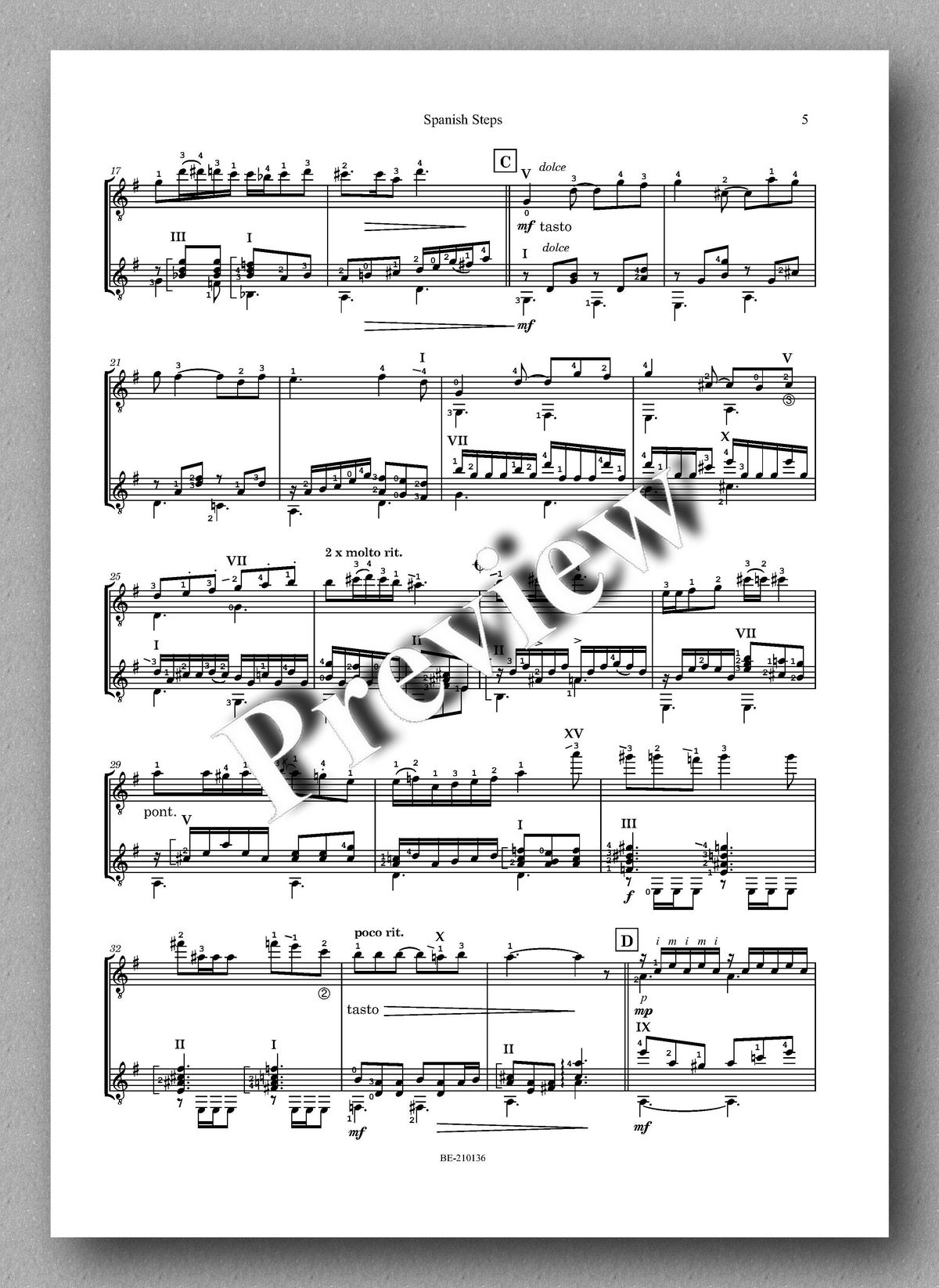 Torben Andersen, Spanish Steps - music score 2