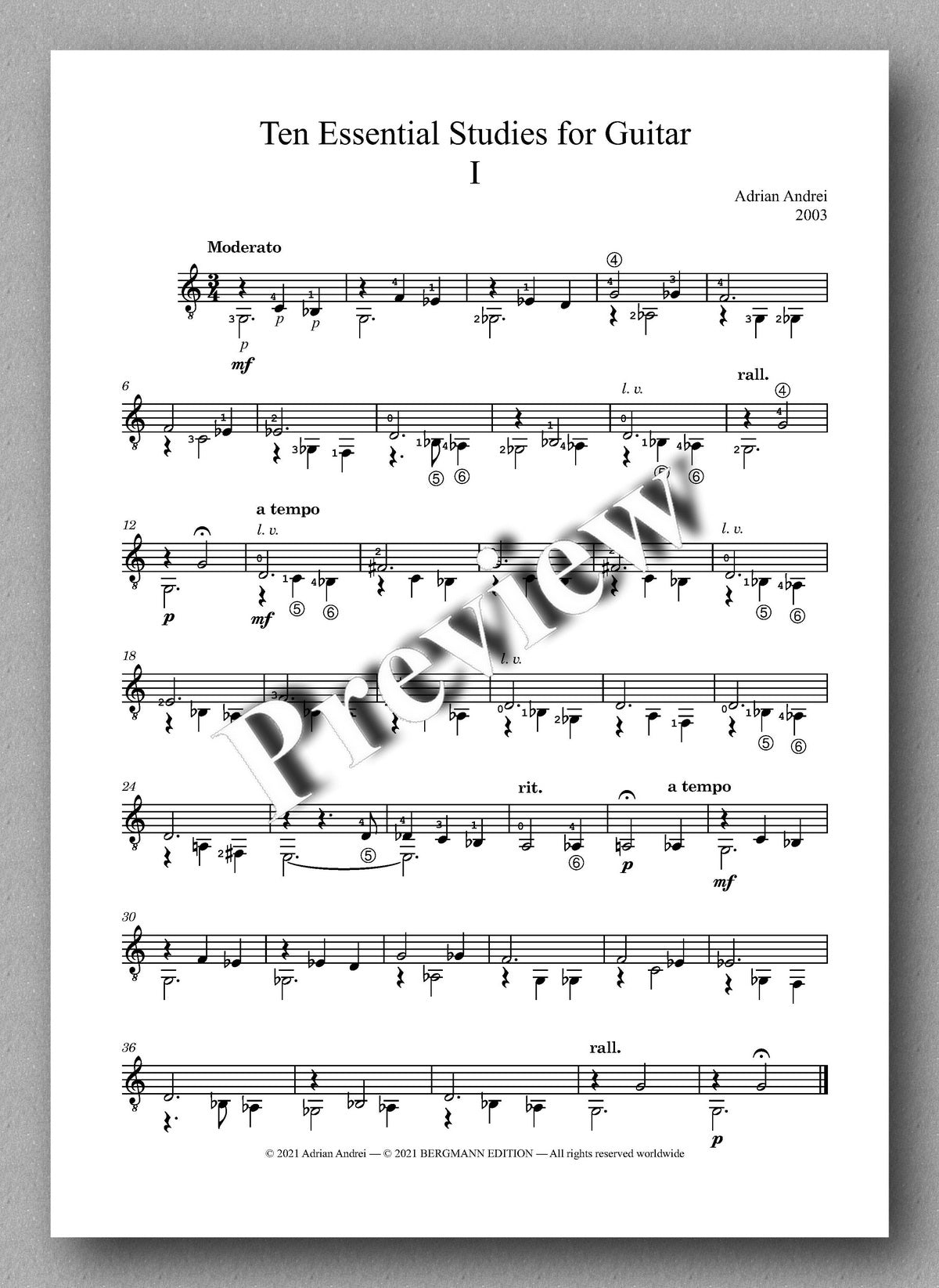 Adrian Andrei, Ten Essential Studies - music score 1