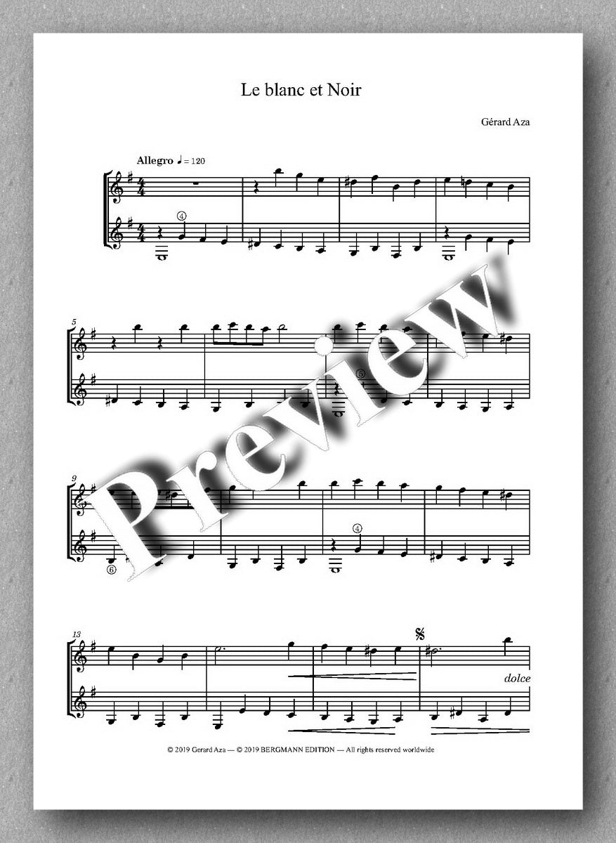 Le Blanc et Noir - score