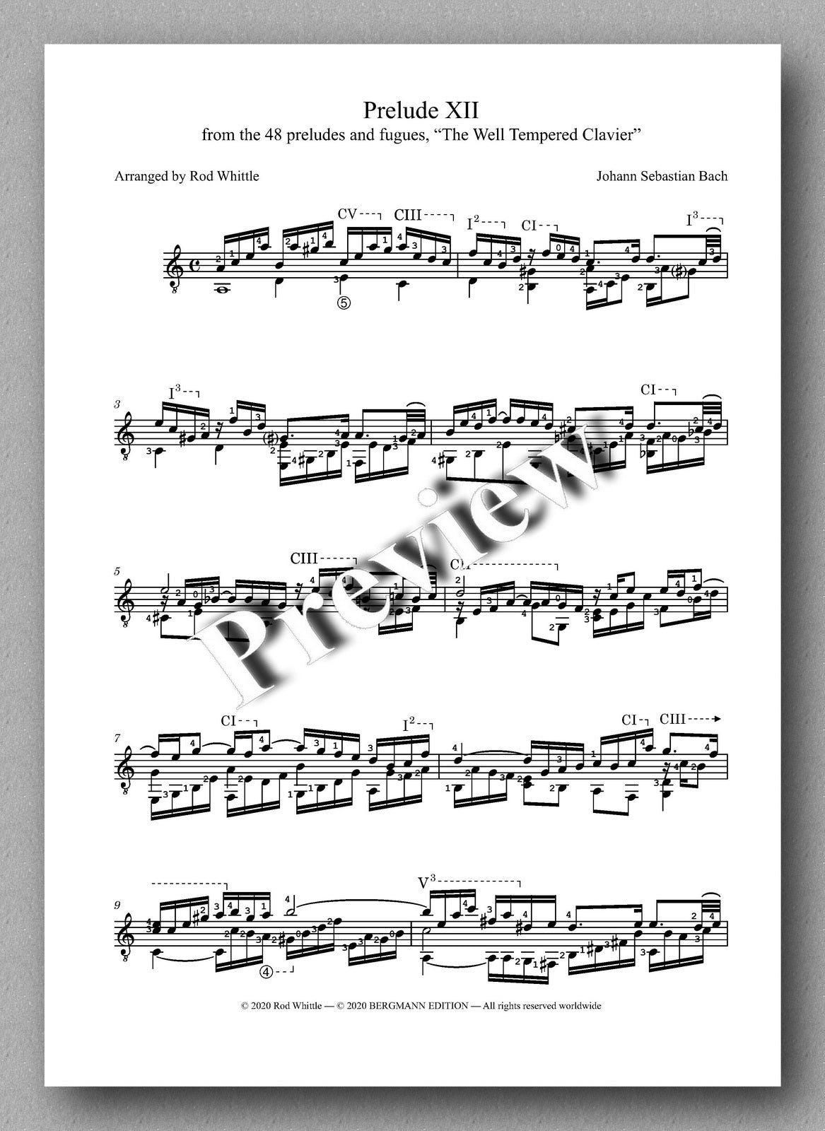 Bach-Whittle, Five pieces - preview of the music score 1