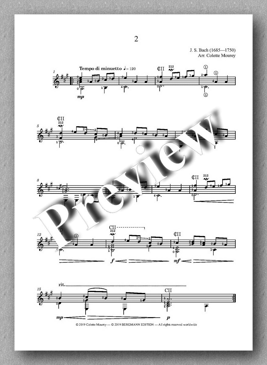 Three Menuets by J. S. Bach - preview of the music score 2