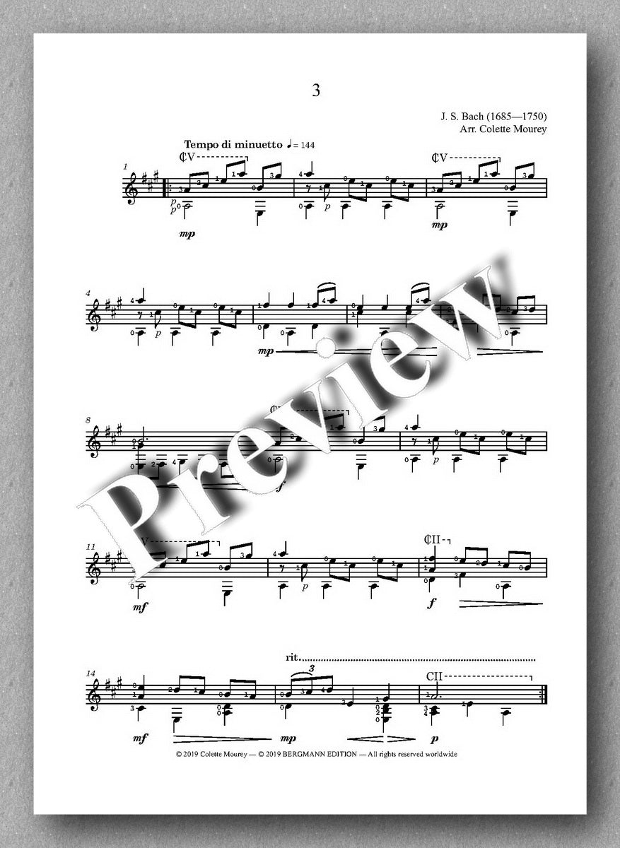 Three Menuets by J. S. Bach - preview of the music score 3