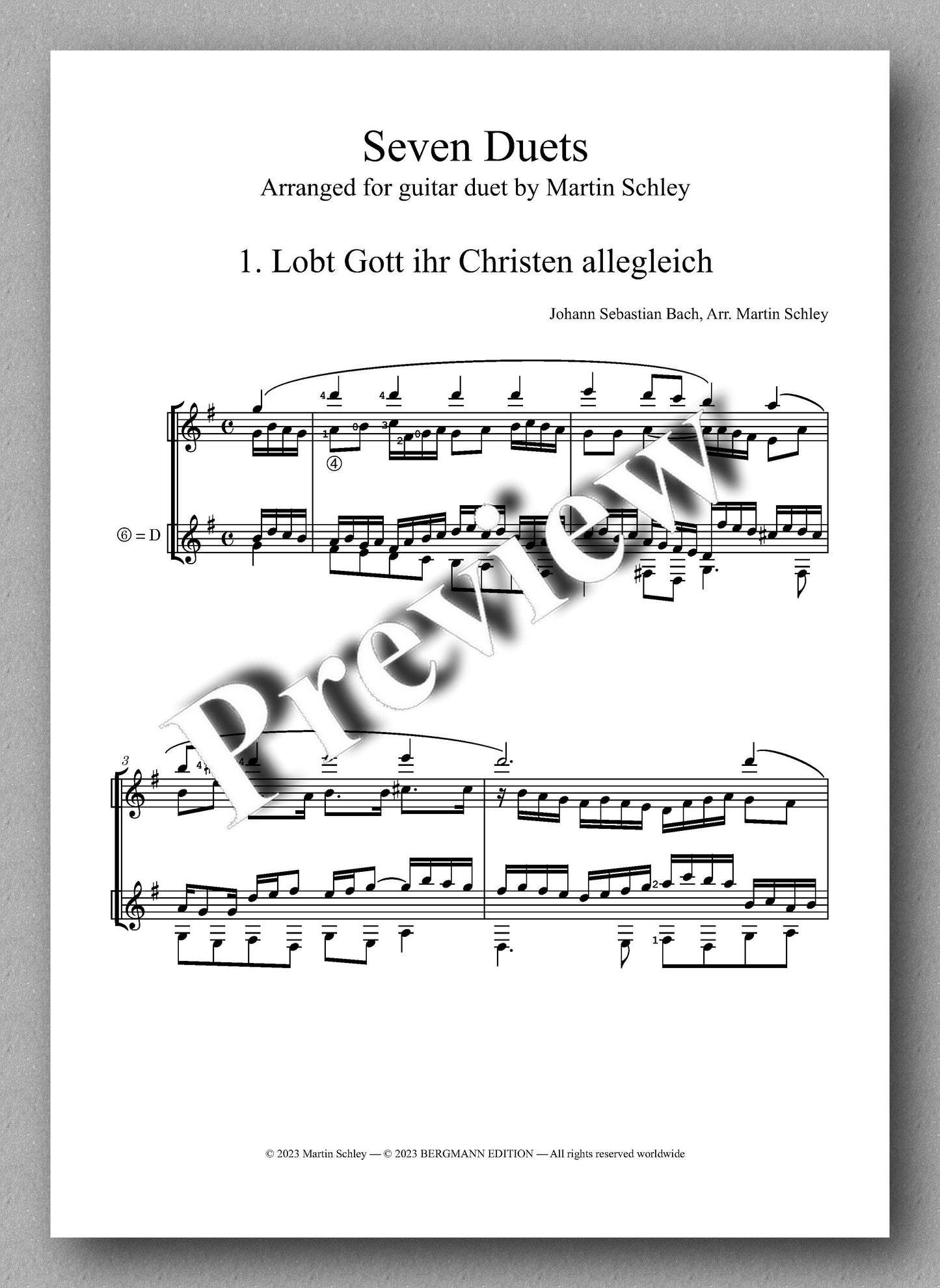 Bach-Schley, Seven Duets - preview of the music score 1