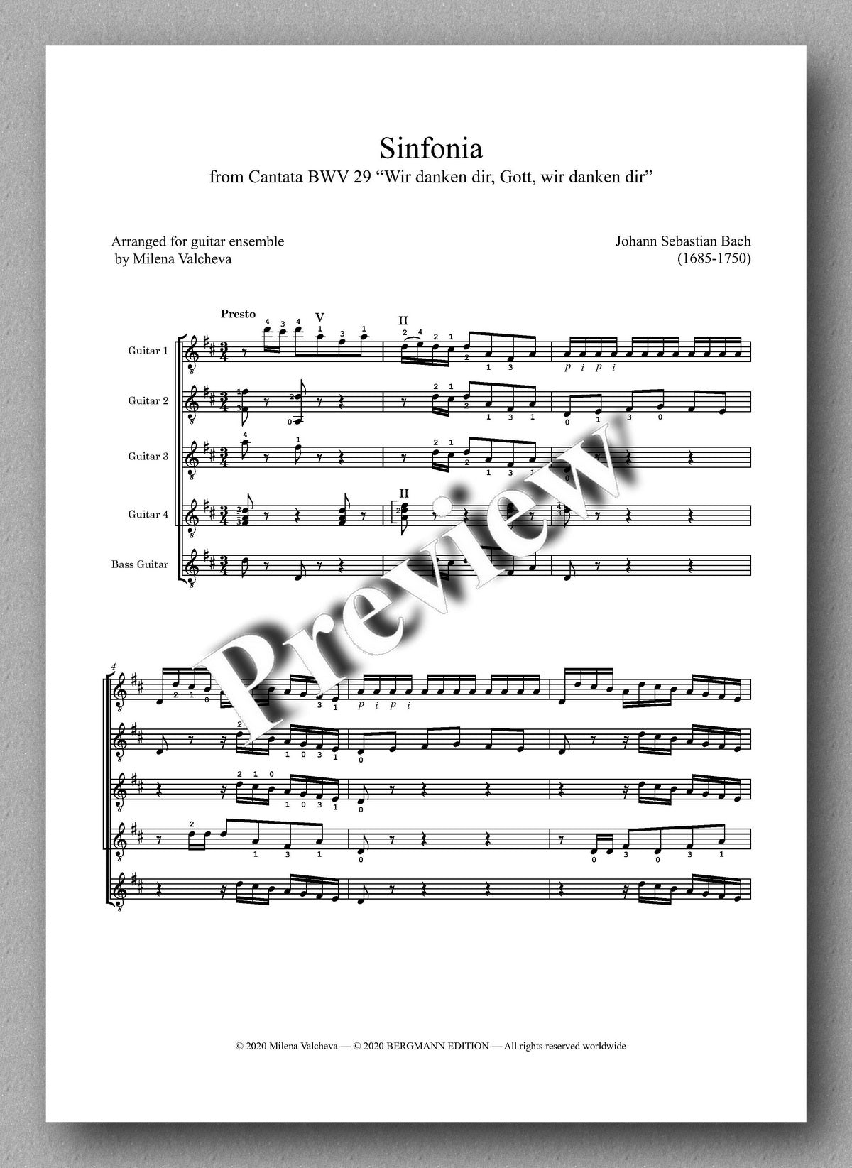 J.S. Bach, Sinfonia - preview of the music score 1
