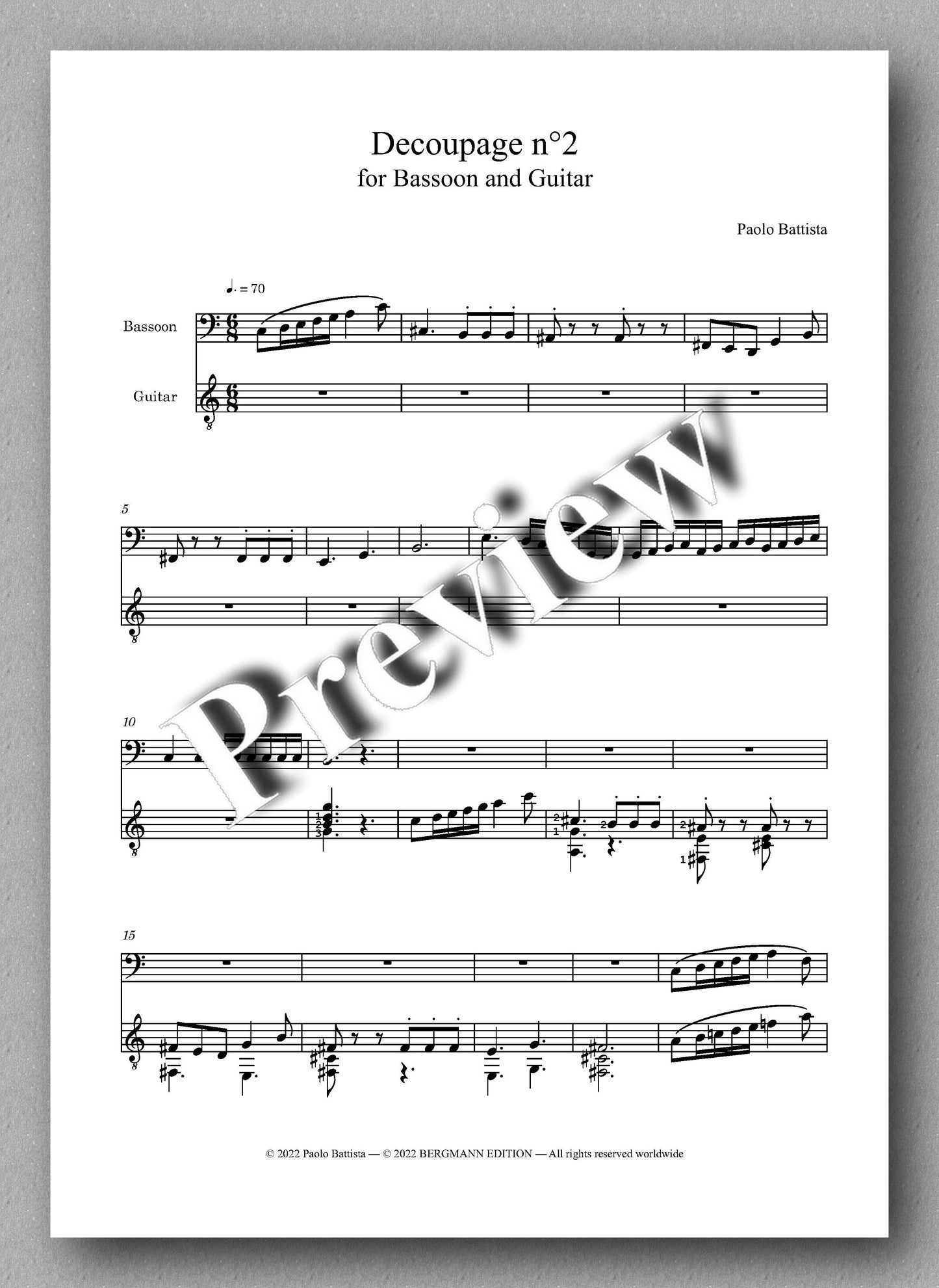 Decoupage n° 2 by Paolo Battista - preview of the music score