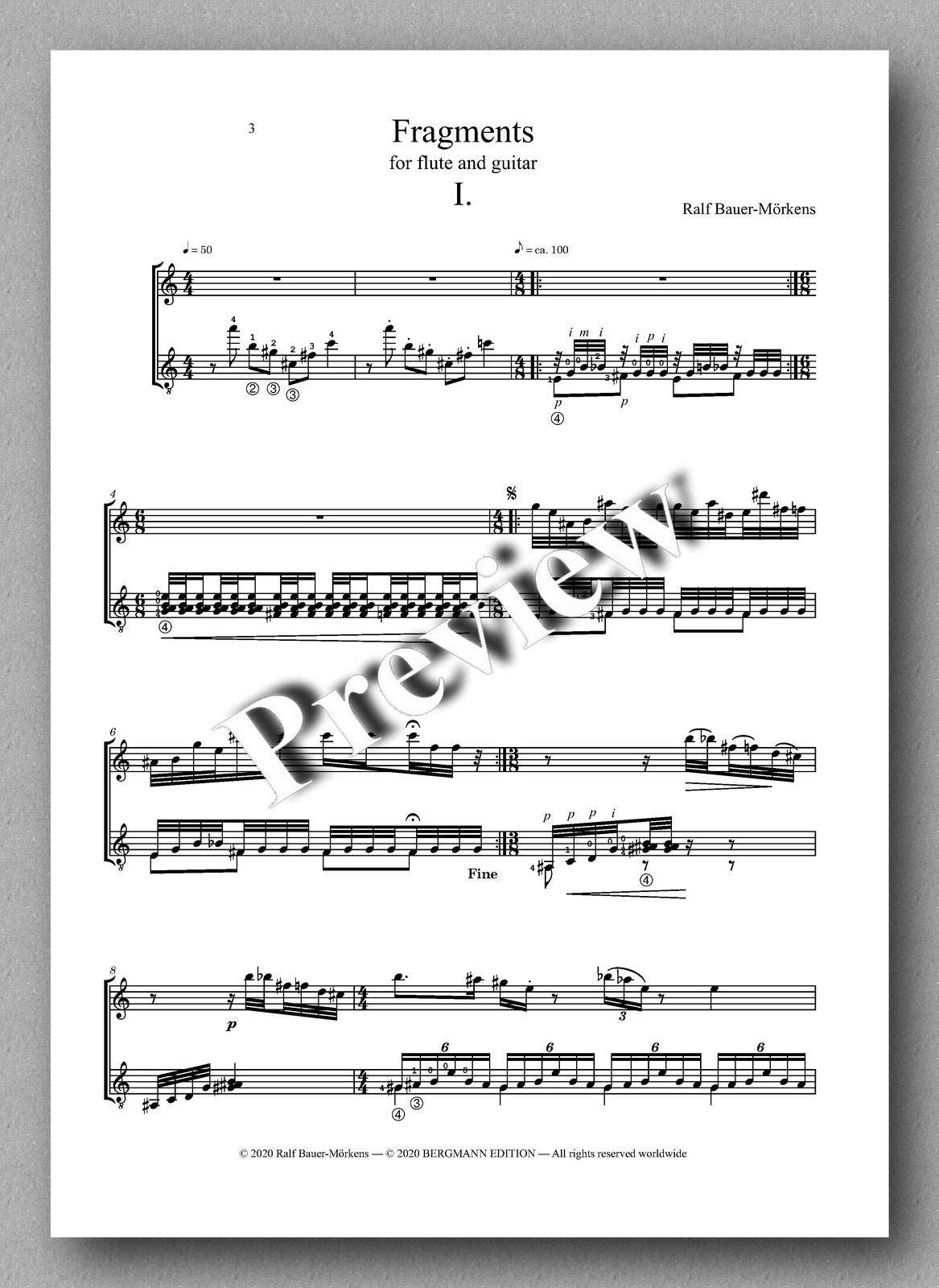 Fragments by Ralf Bauer-Mörkens - preview of the music score 1