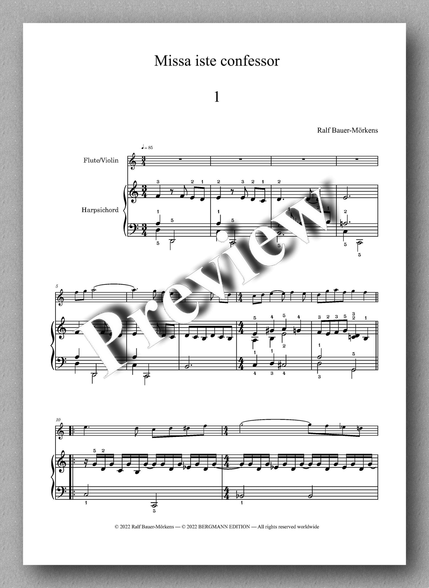 Ralf Bauer-Mörkens, Missa iste confessor - preview of the music score 1