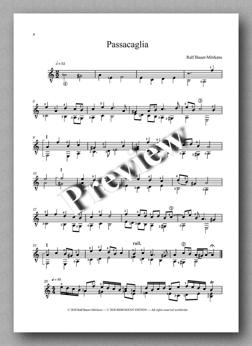Passacaglia by Ralf Bauer-Mörkens - preview of the music score 1