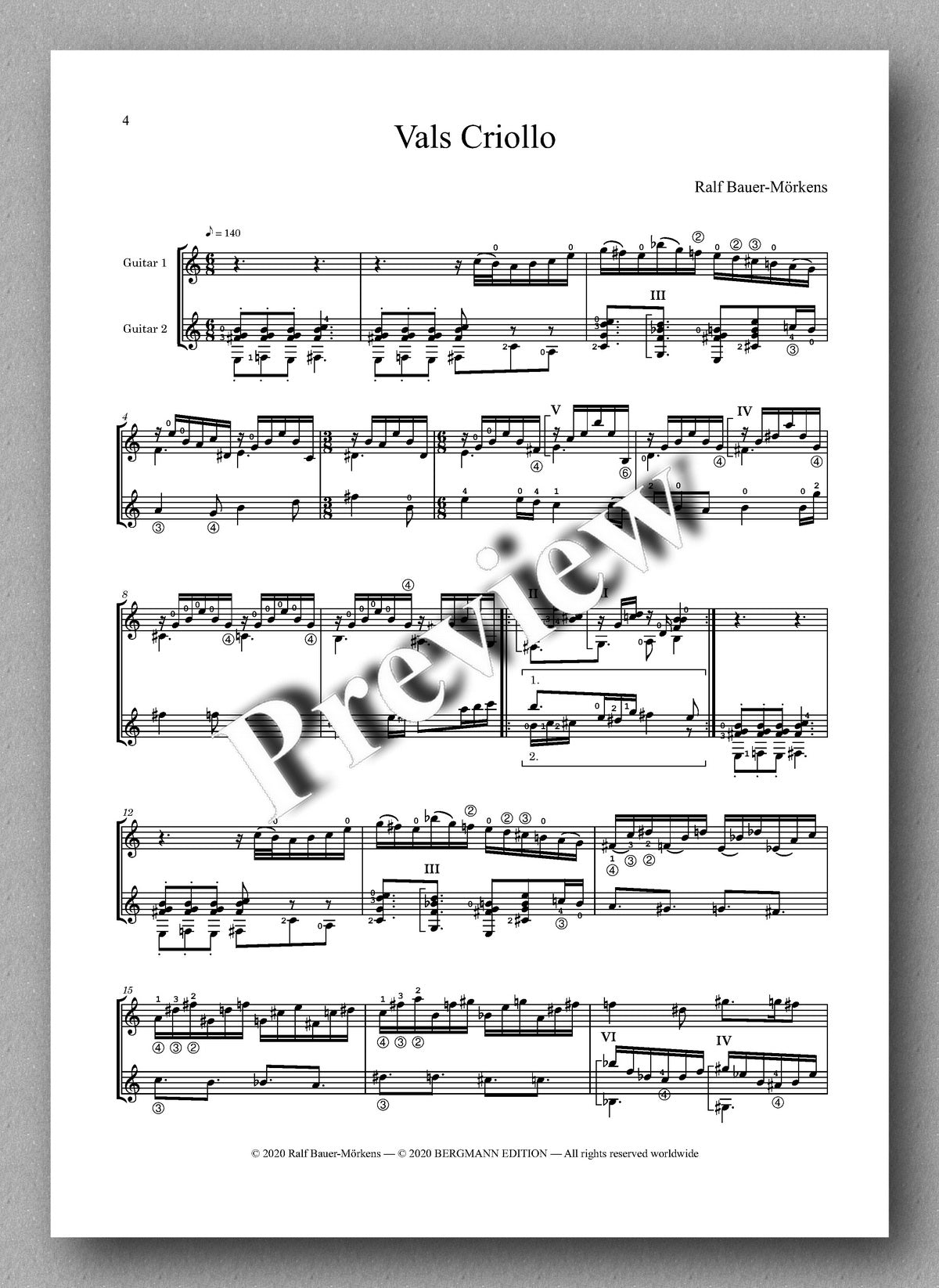 "Vals Criollo" by Ralf Bauer-Mörkens - preview of the music score