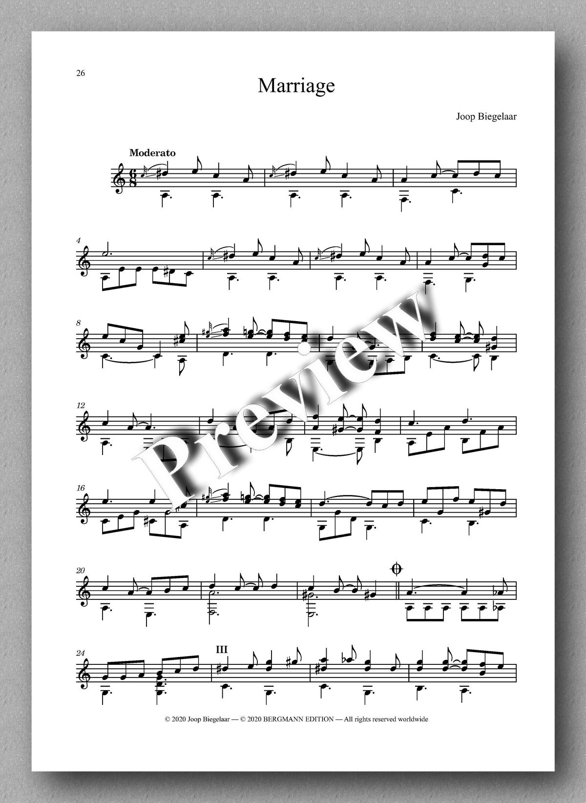An Eclectic Variety of Guitar Compositions by Joop Biegelaar - preview of the music score 4