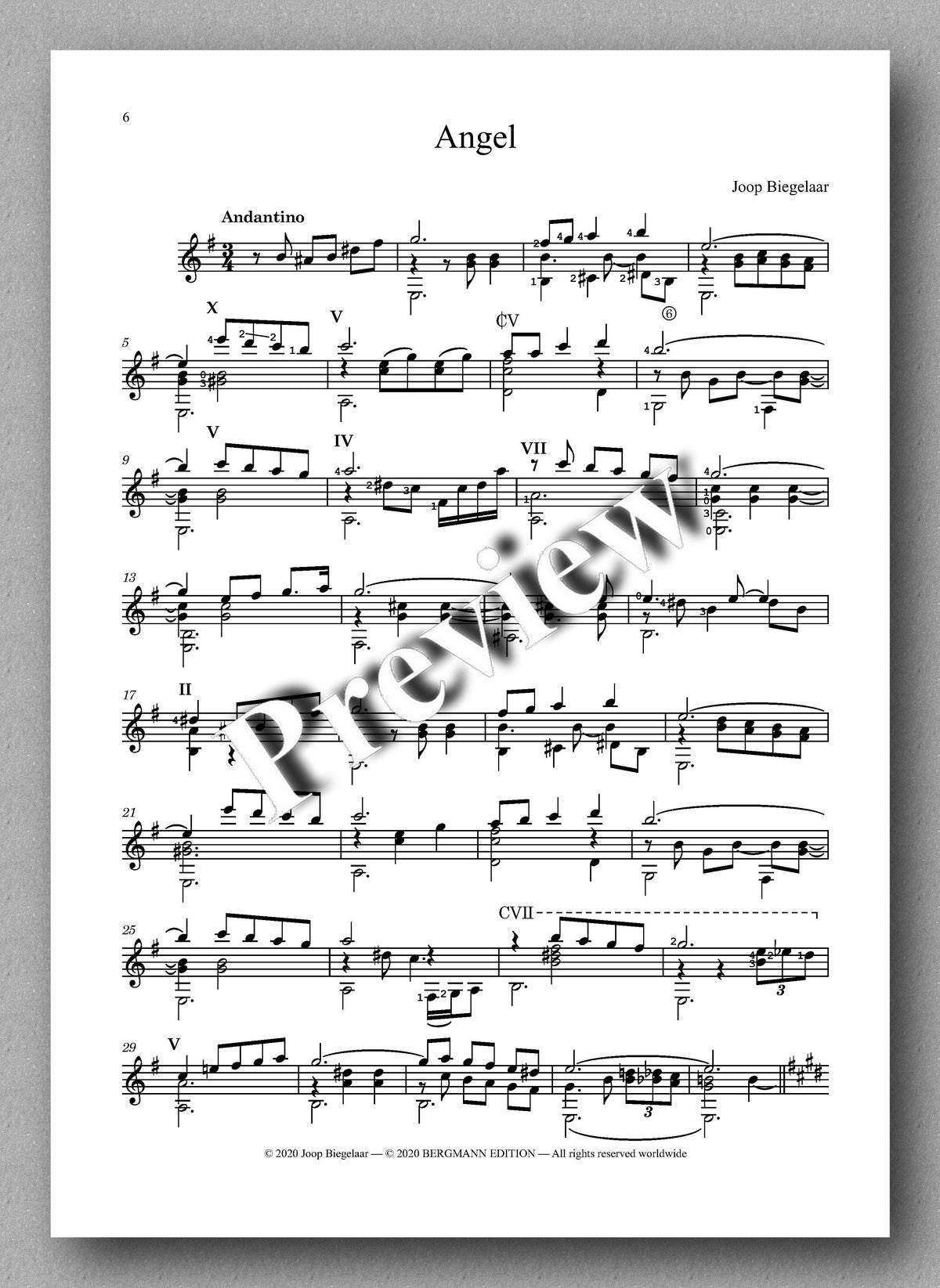 An Eclectic Variety of Guitar Compositions by Joop Biegelaar - preview of the music score 1