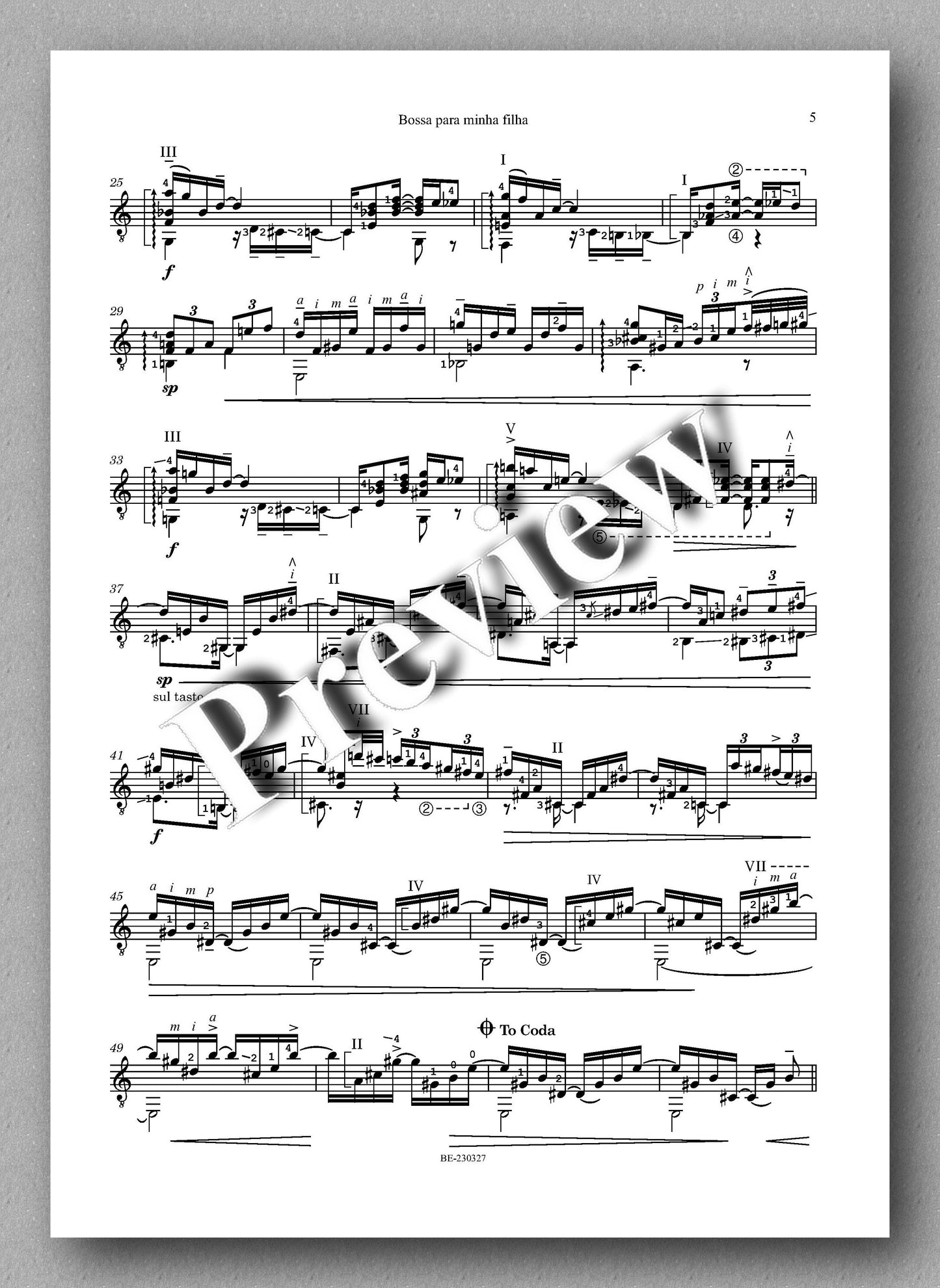 Andrey Lebed, Bossa para minha filha - preview of the music score 2