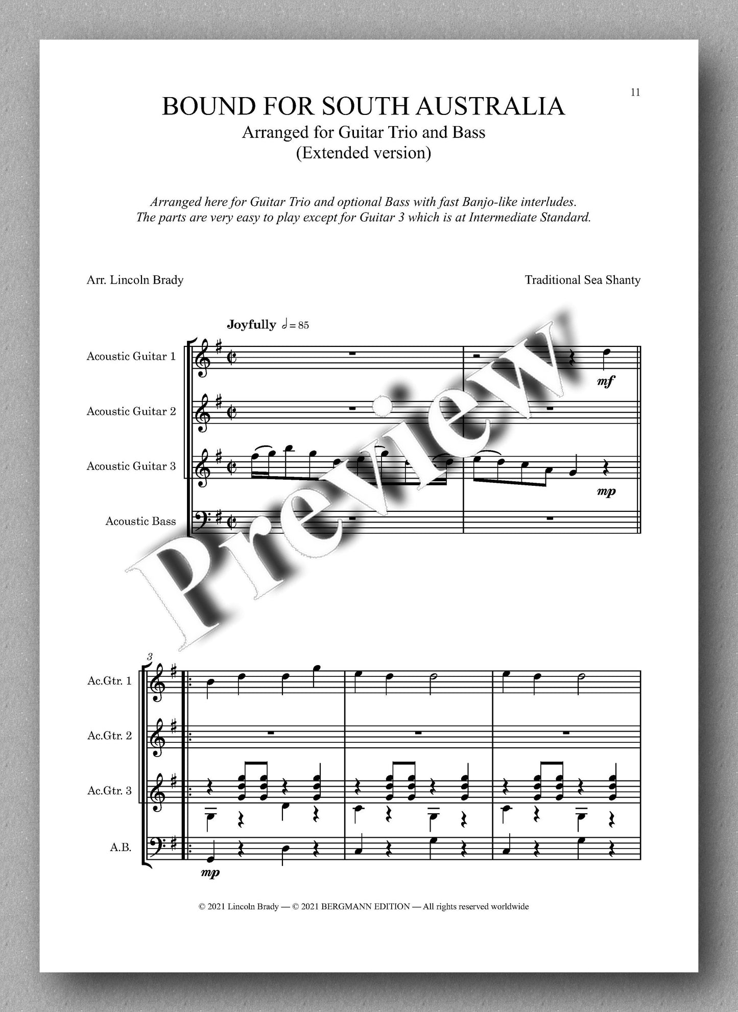 Lincoln Brady, Bound for South Australia - music score 3