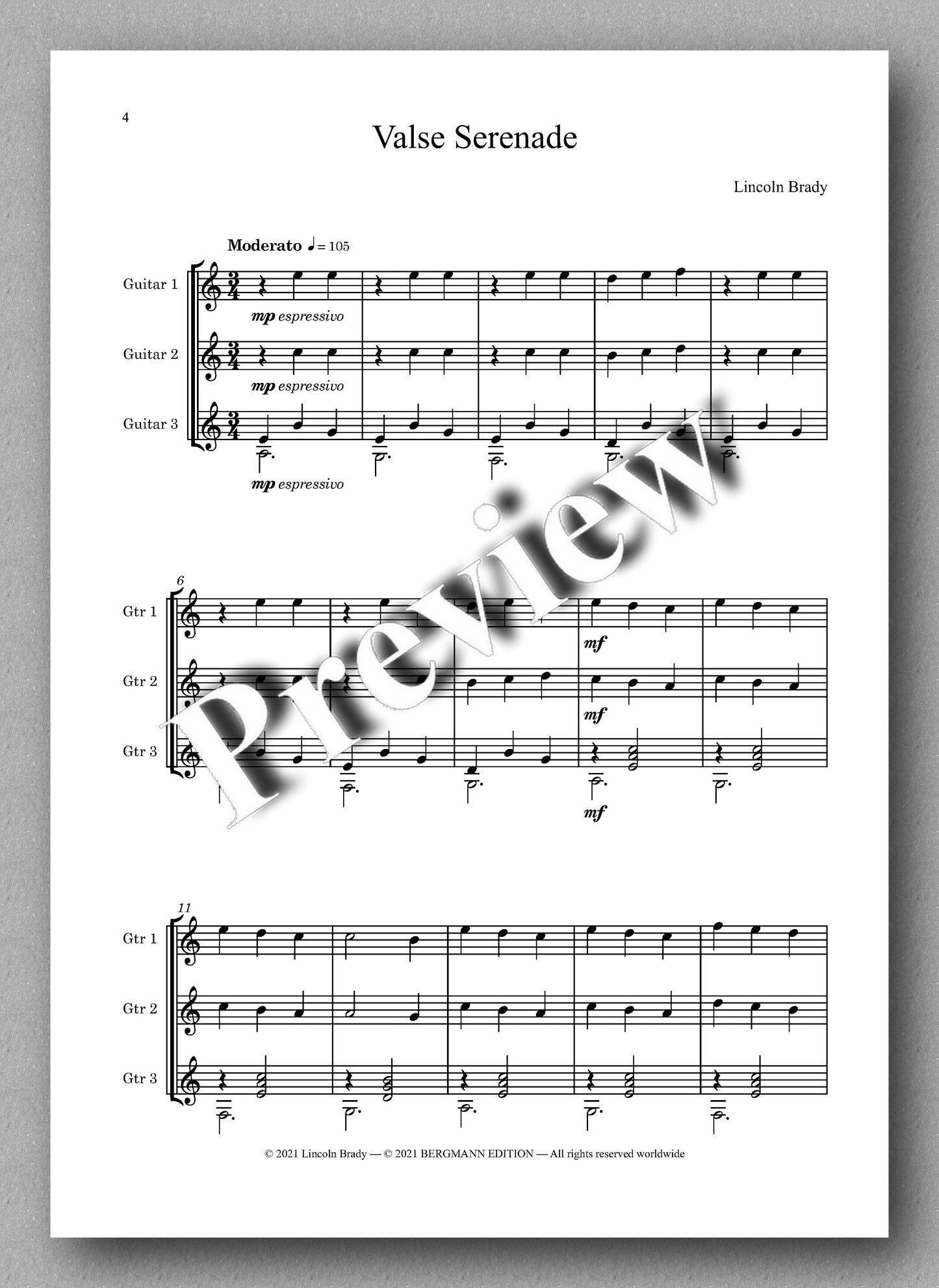 Brady, Valse Serenade - music score 1