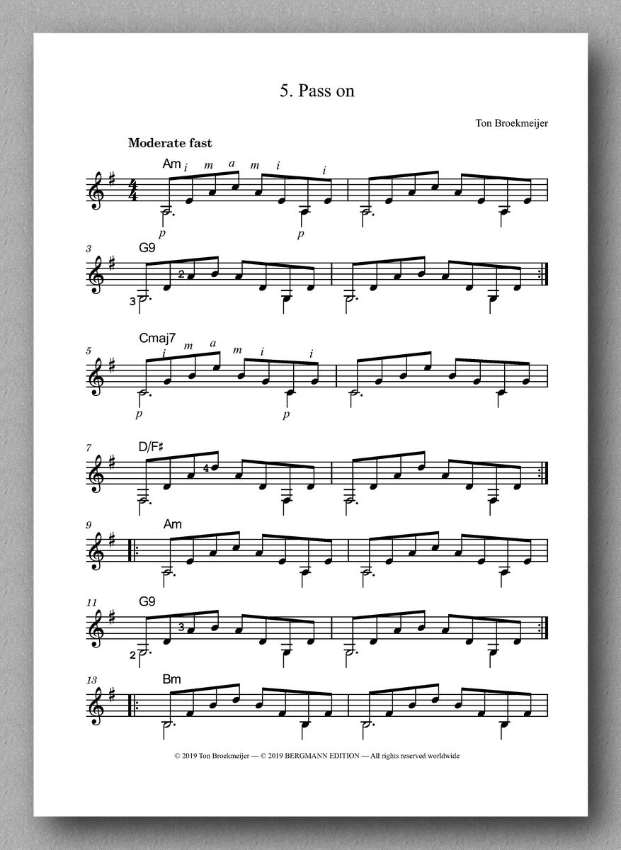 Ton Broekmeijer, 24 Pieces for Guitar - preview of the score 2