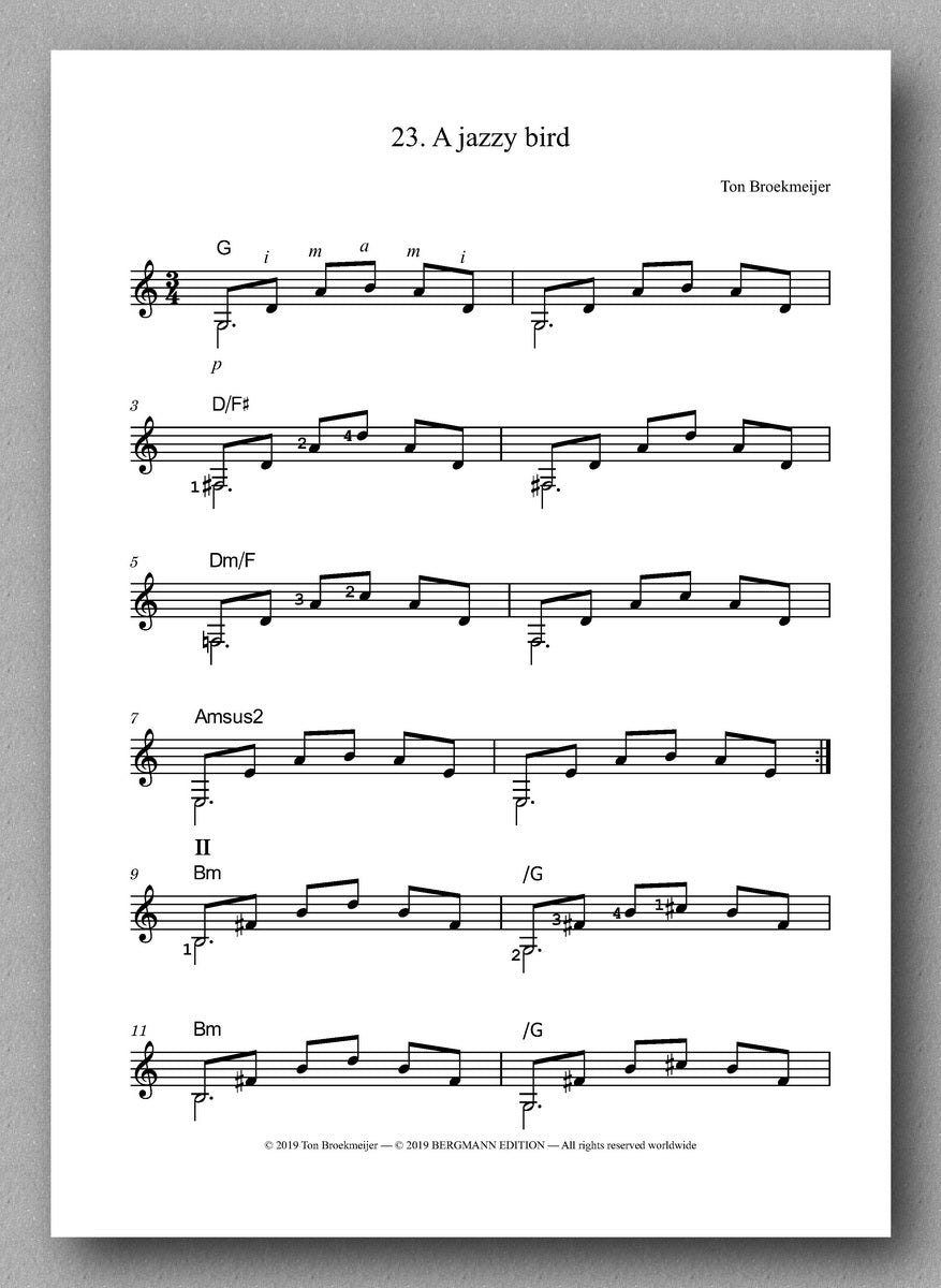 Ton Broekmeijer, 24 Pieces for Guitar - preview of the score 3