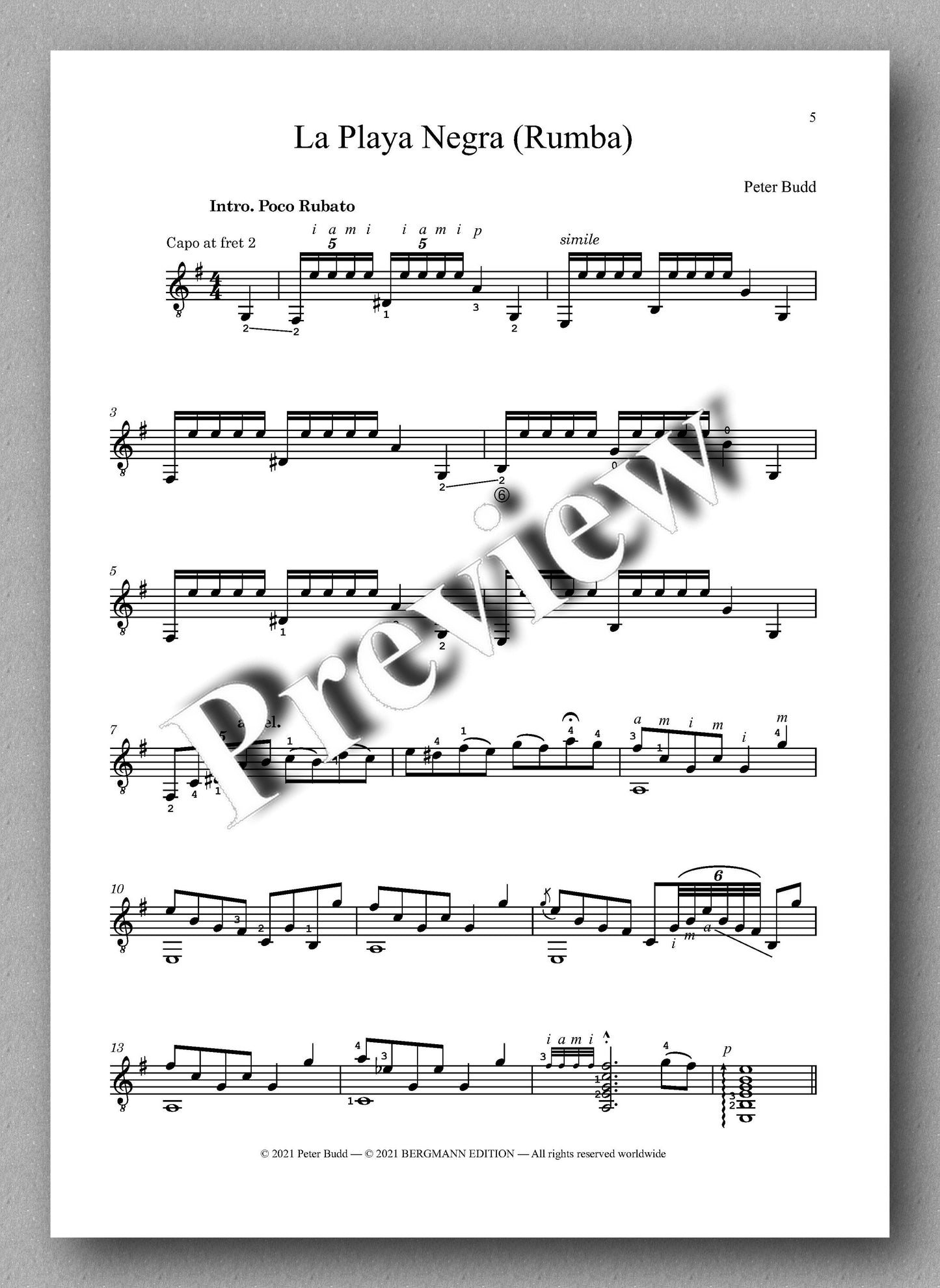 Budd, La Playa Negra - music score 1
