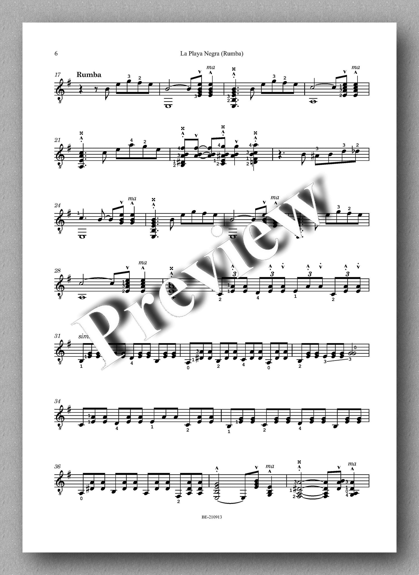 Budd, La Playa Negra - music score 2