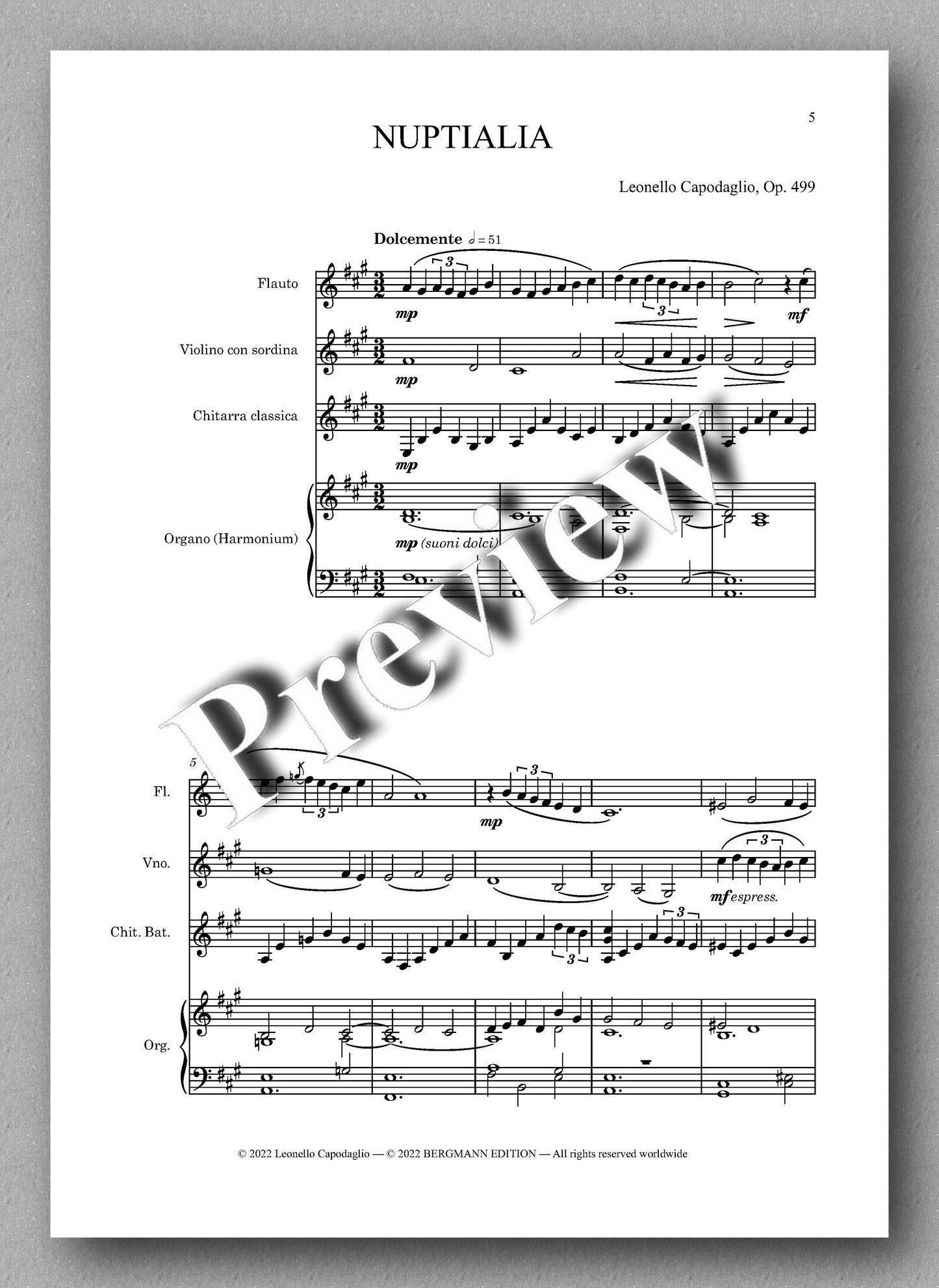 NUPTIALIA, op. 499 by Leonello Capodaglio - music score 1