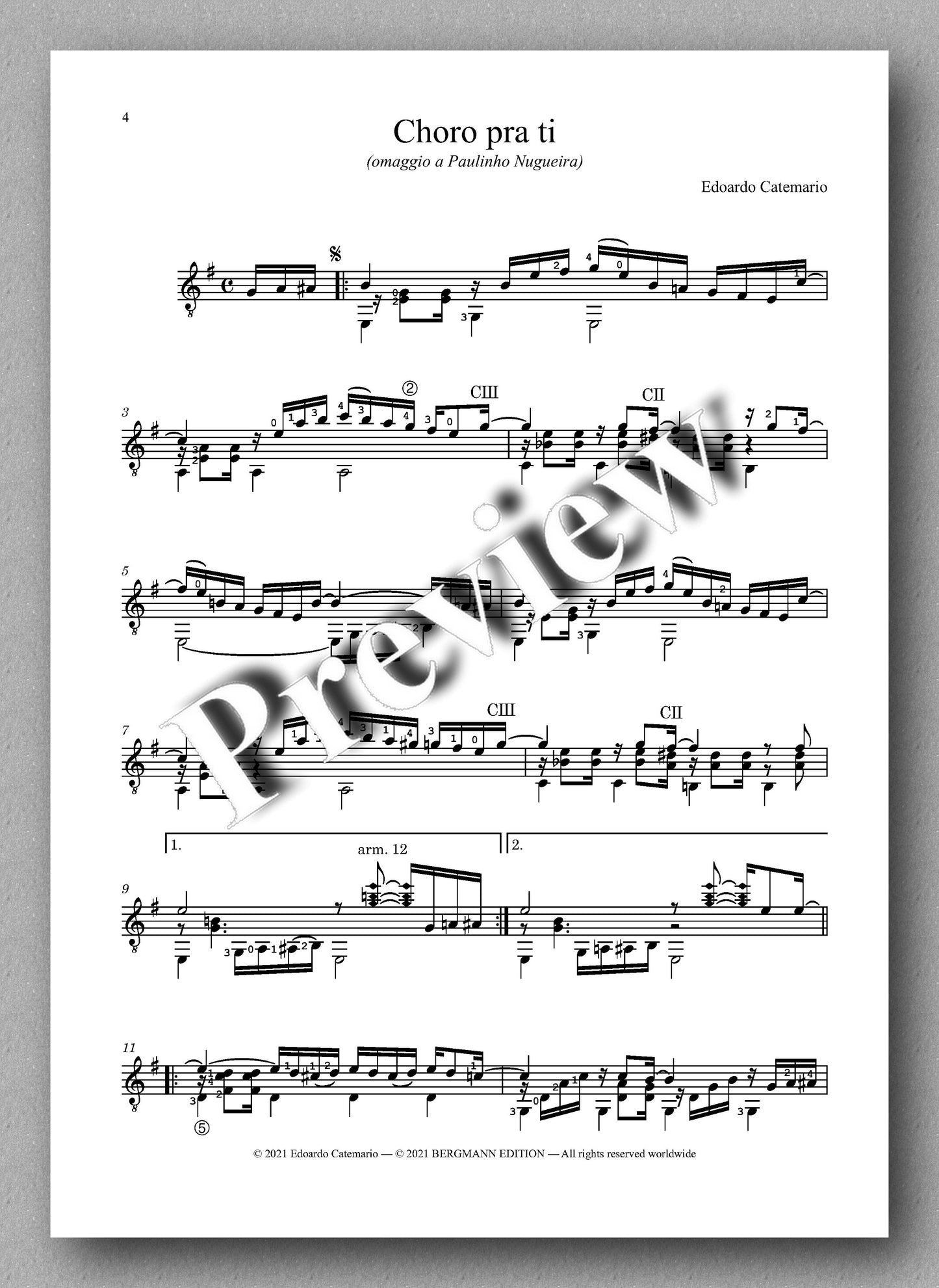 Catemario, Choro pra ti - preview of the music score 1