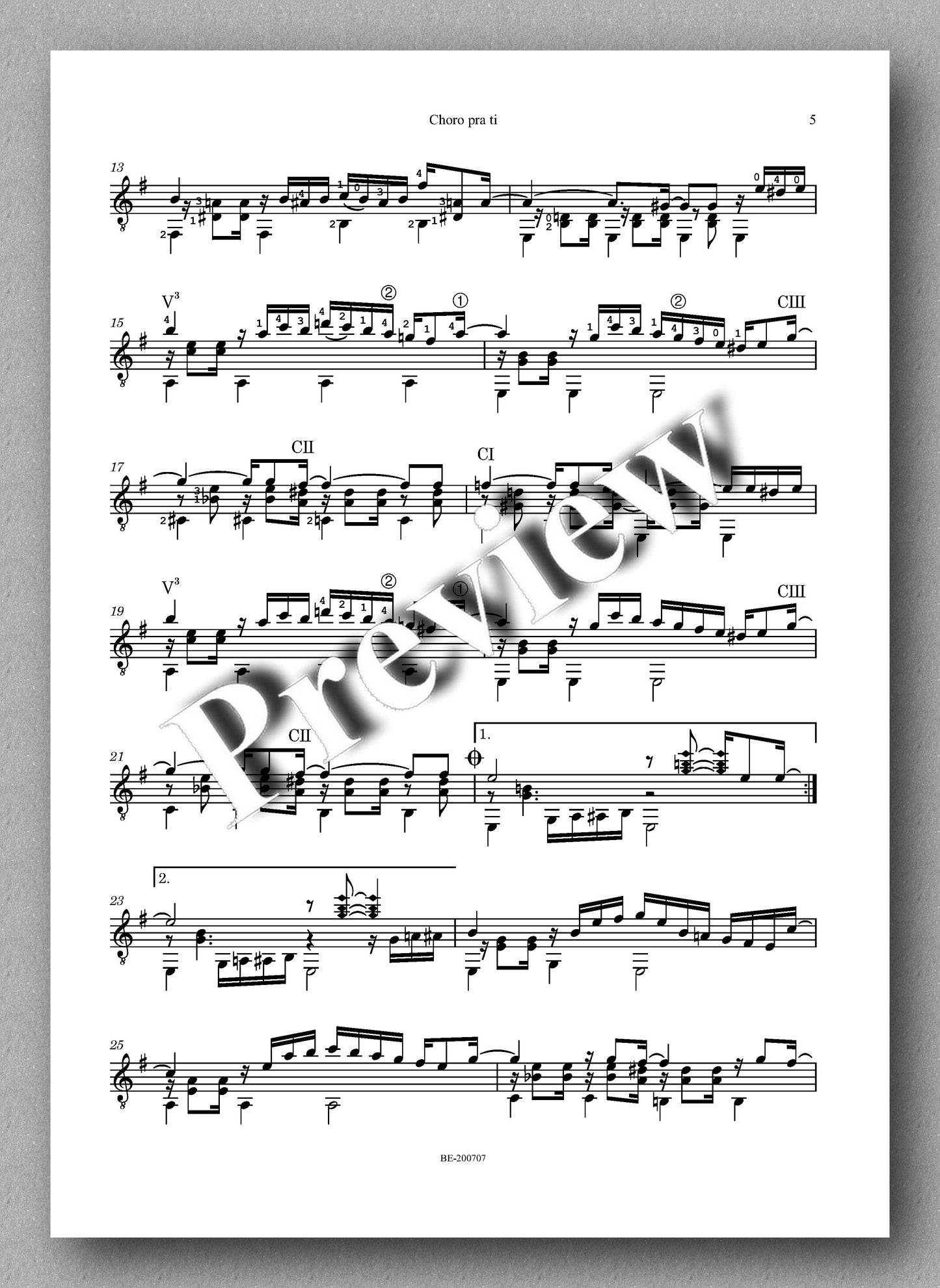 Catemario, Choro pra ti - preview of the music score 2